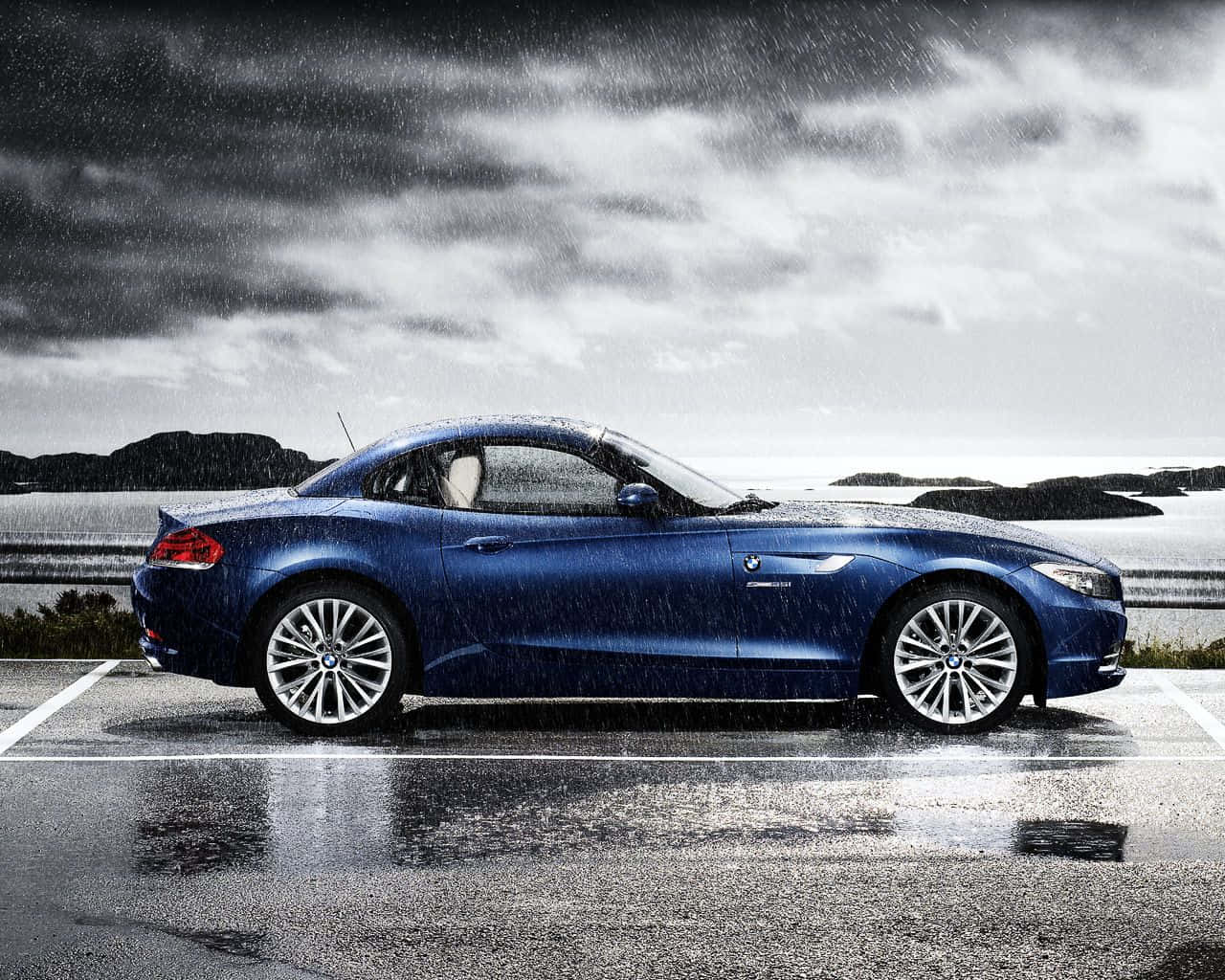 BMW Z4, blue, convertible, HD Desktop Wallpaper