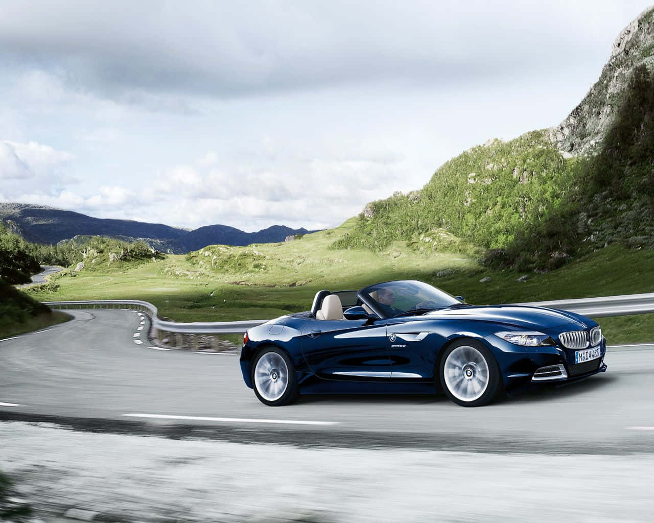 BMW Z4, blue, convertible, HD Desktop Wallpaper