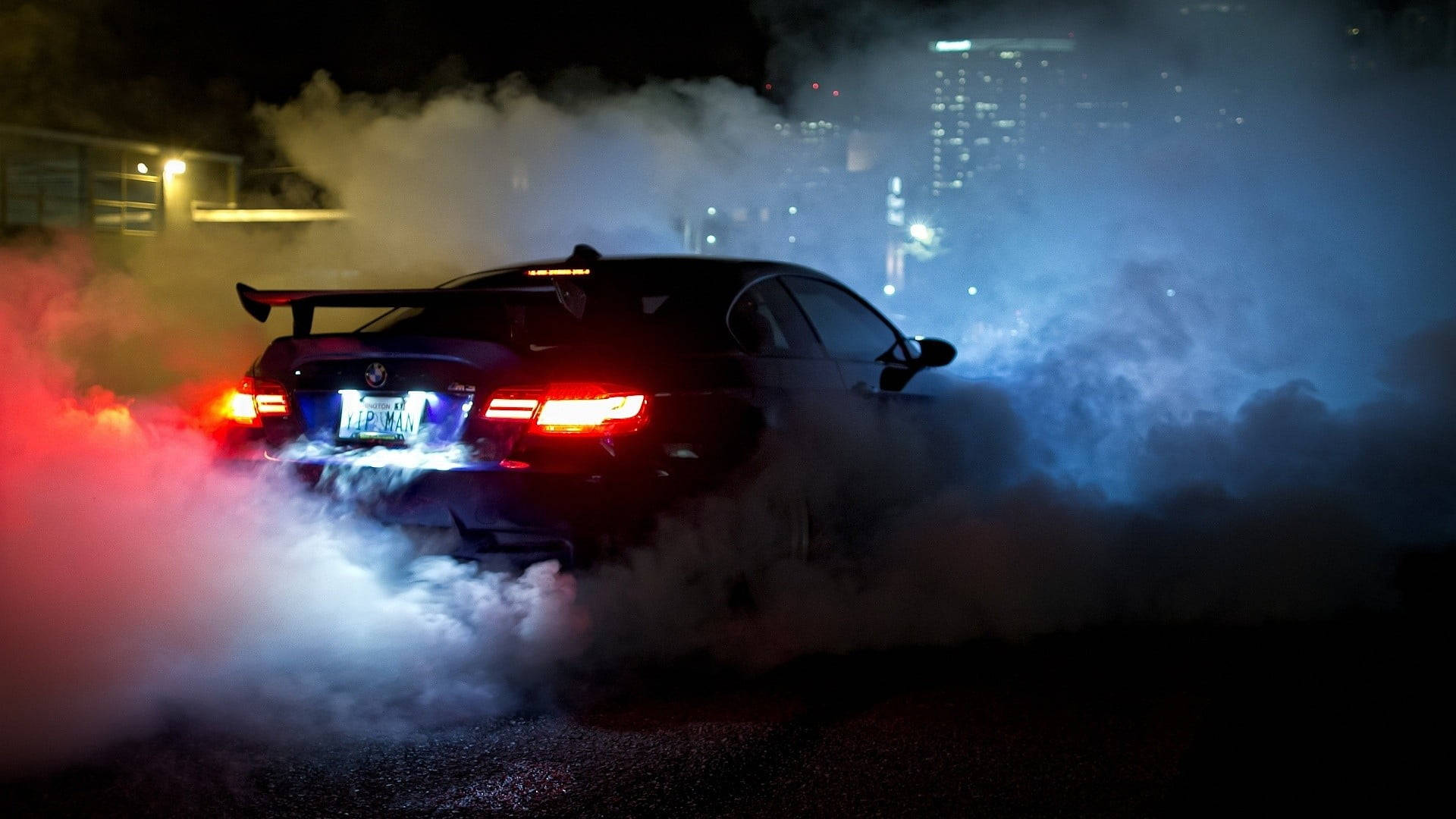 BMW, black sports car, night, Full HD Desktop Wallpaper