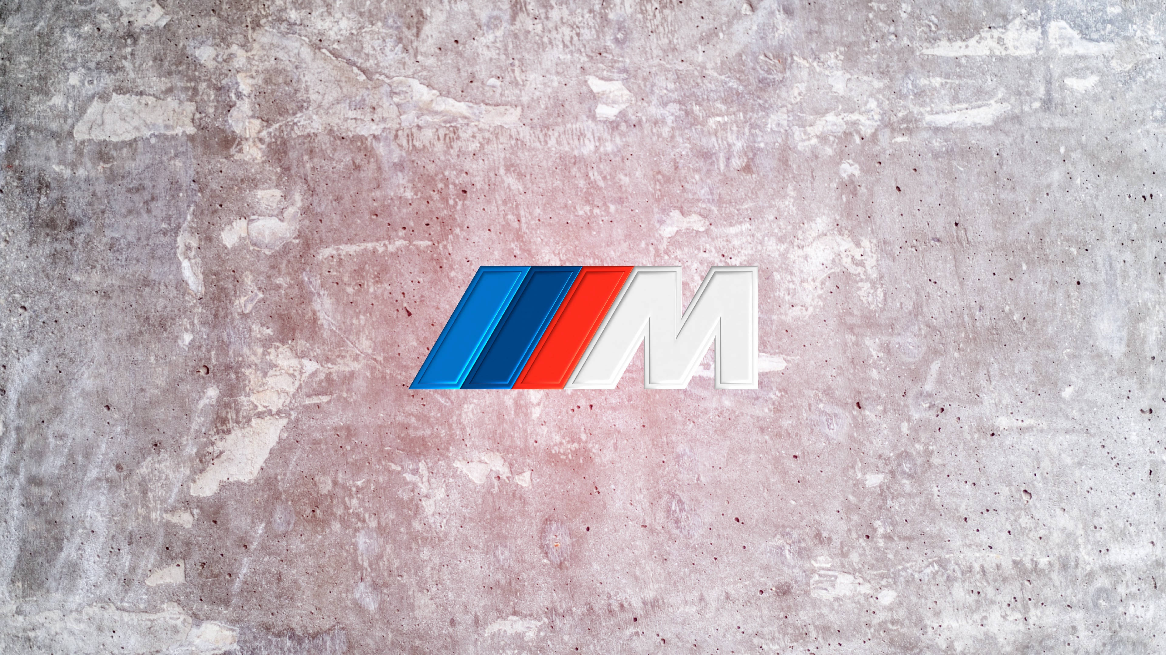 BMW M Logo, blue red and white stripes, weathered concrete wall, 4K Desktop Wallpaper