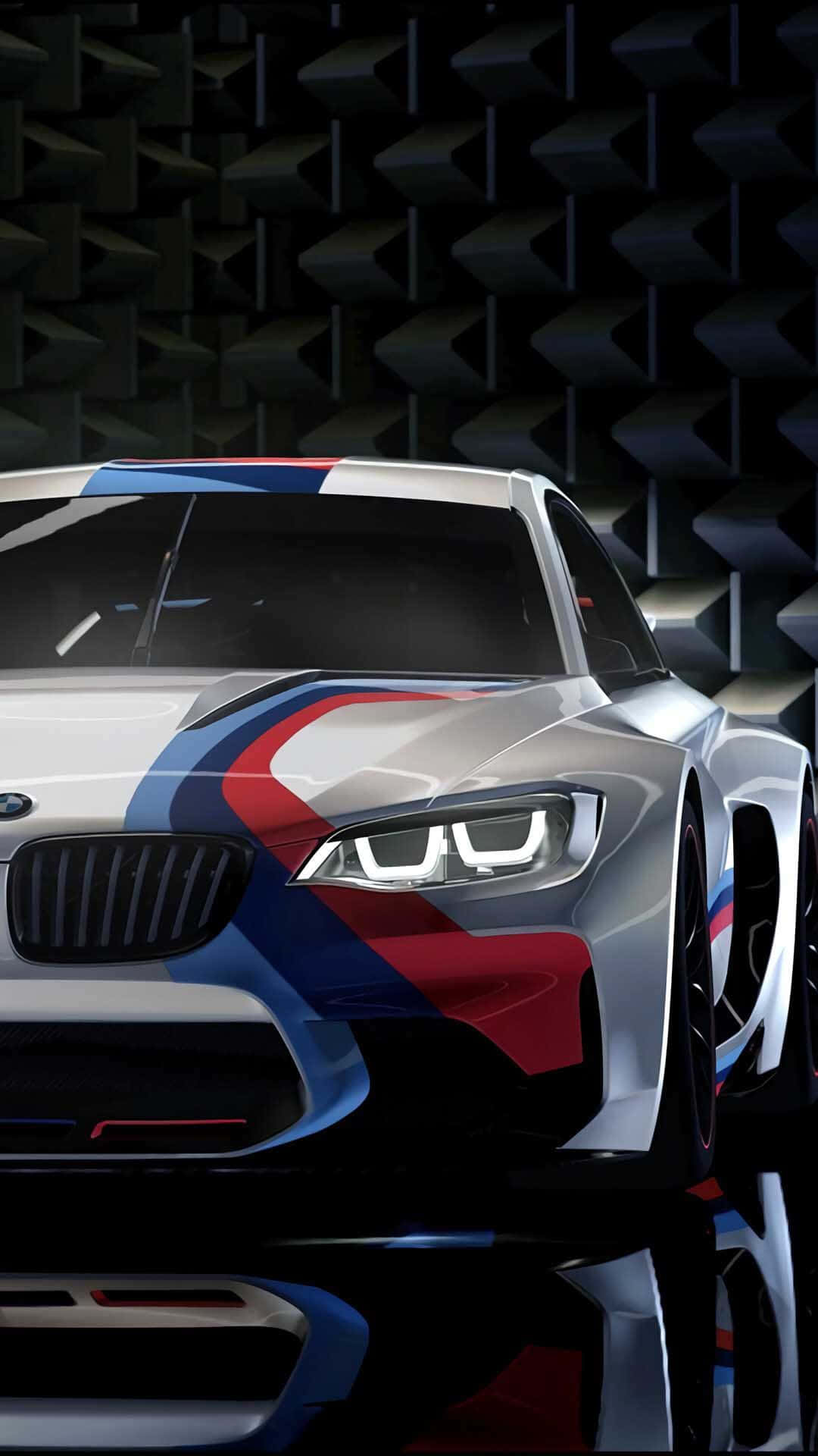 BMW M, silver, red blue stripes, Full HD Phone Wallpaper