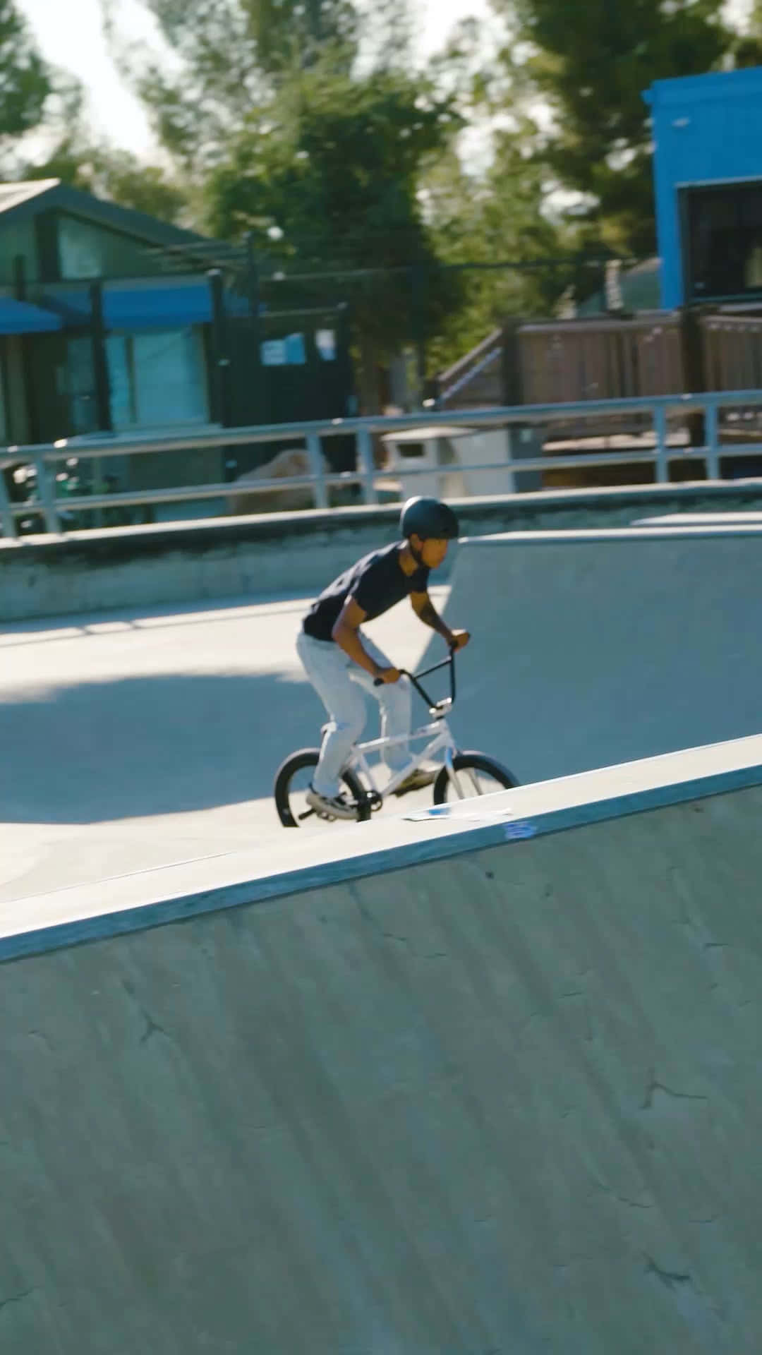 BMX, concrete skate ramp, bright daylight, Full HD Phone Wallpaper