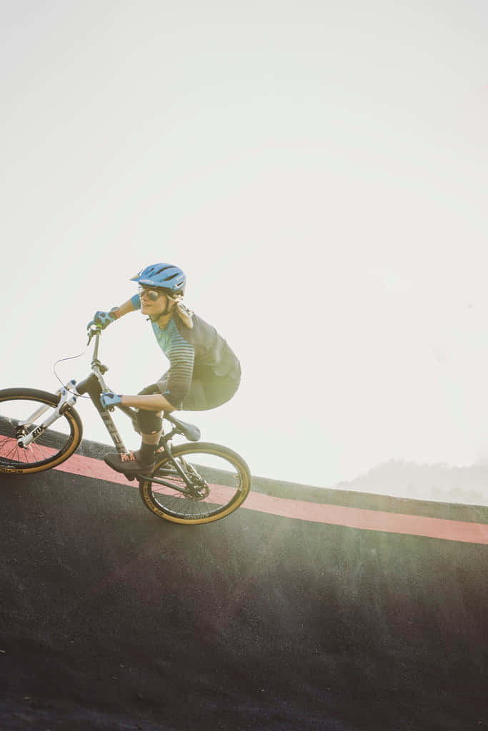 bmx, blue helmet, striped shirt, SD Phone Wallpaper