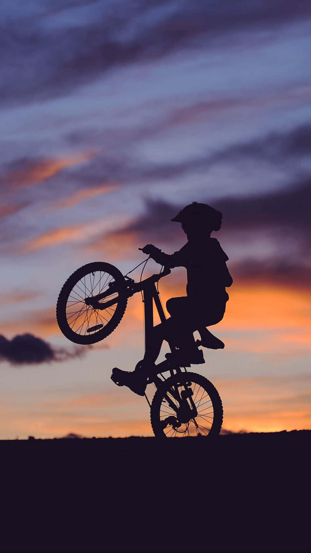 BMX, wheelie, twilight sky, Full HD Phone Wallpaper