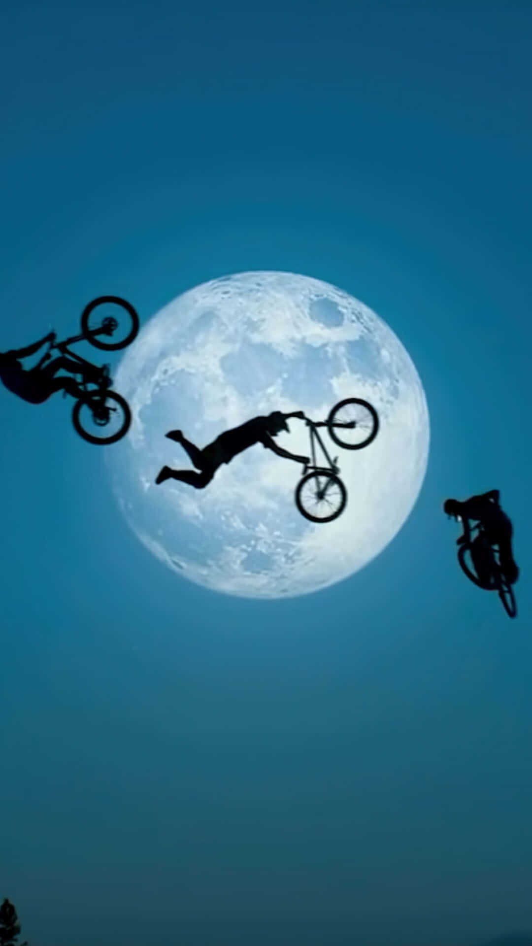 BMX, glowing moon, deep blue twilight sky, Full HD Phone Wallpaper