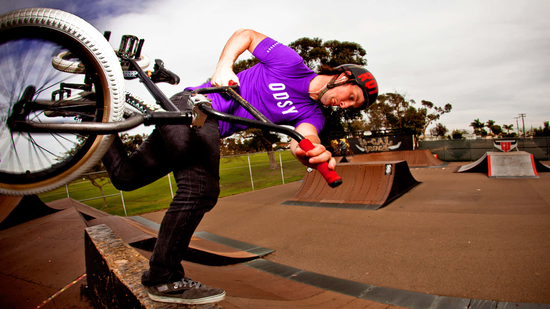bmx, purple shirt, ramp, Full HD Desktop Wallpaper