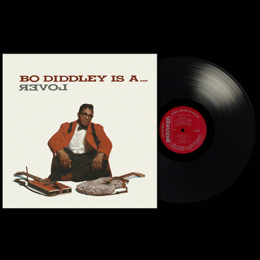 Bo Diddley, red jacket, two guitars, SD Desktop Wallpaper