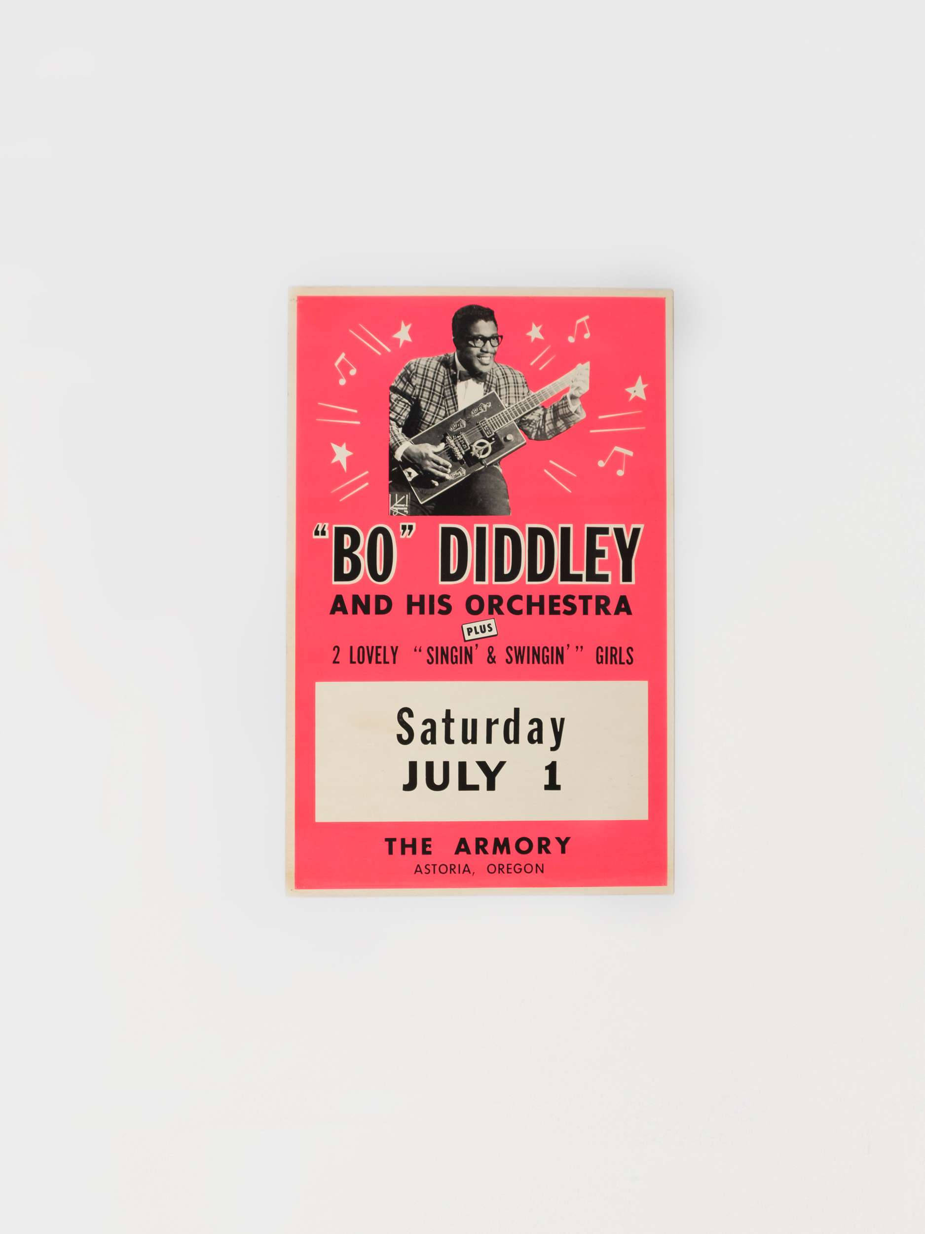 Bo Diddley, concert ticket, pink, Full HD Phone Wallpaper