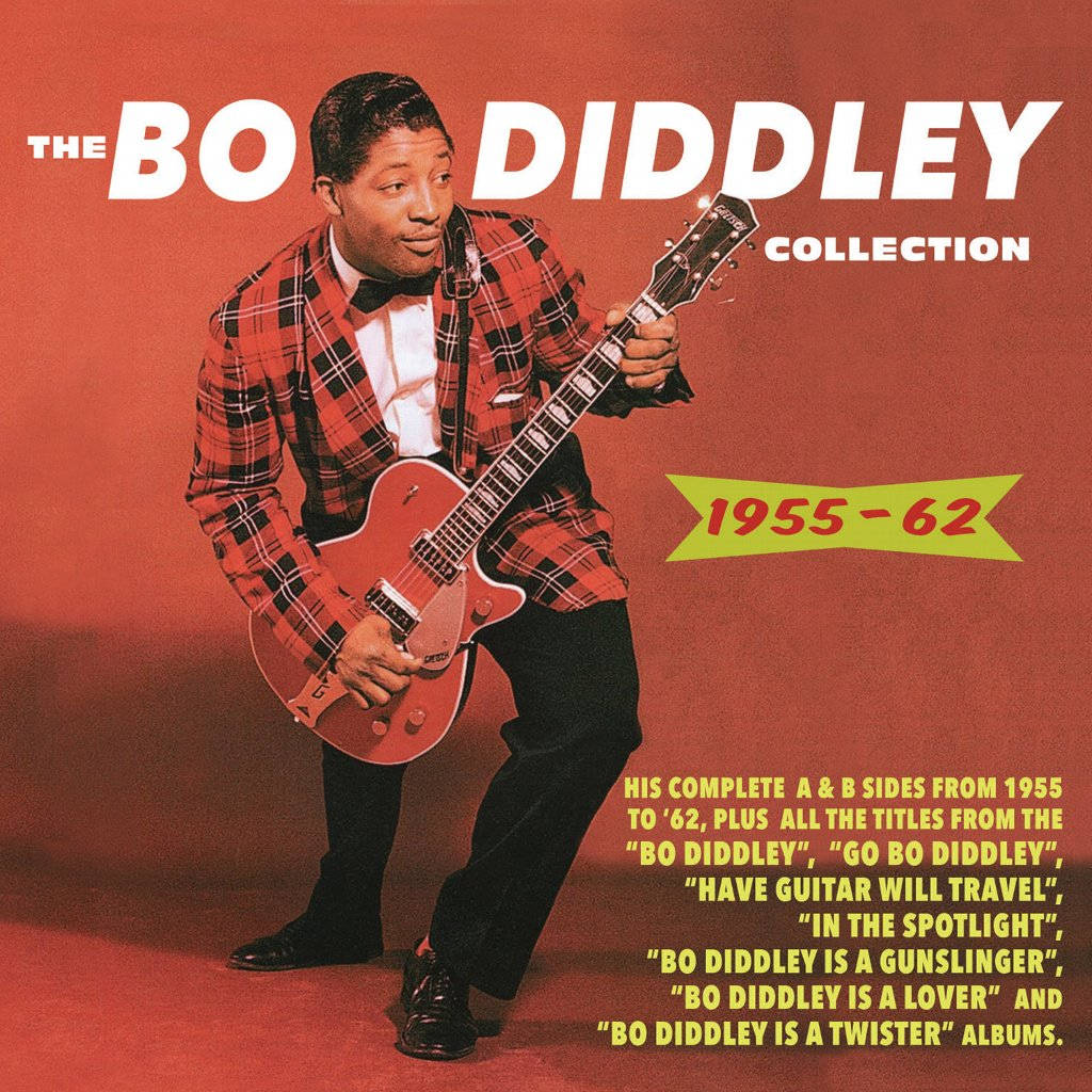 Bo Diddley, red plaid suit, red electric guitar, SD Desktop Wallpaper
