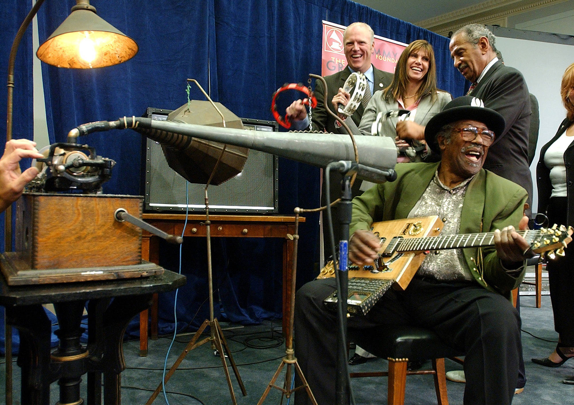 Bo Diddley, green jacket, hat, Full HD Desktop Wallpaper