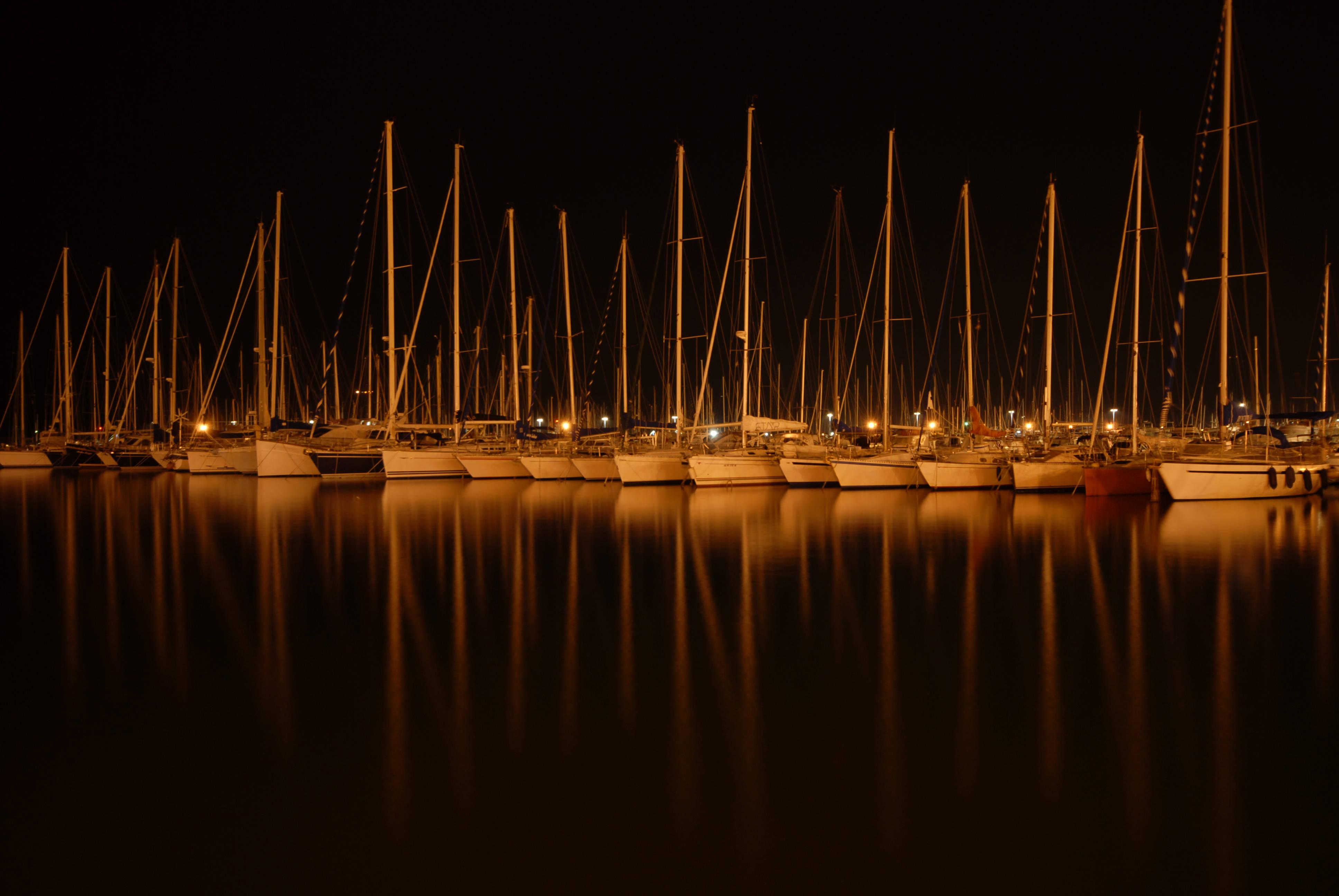 sailboats, harbor, calm water, 4K Desktop Wallpaper