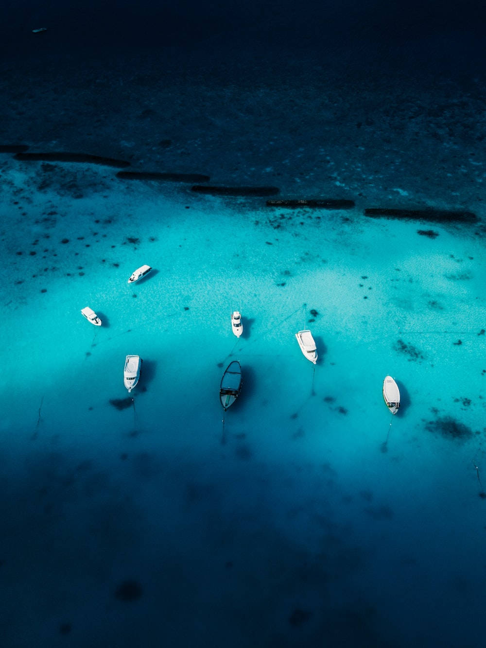 iPad Pro, white boats, gradient turquoise lagoon, HD Phone Wallpaper