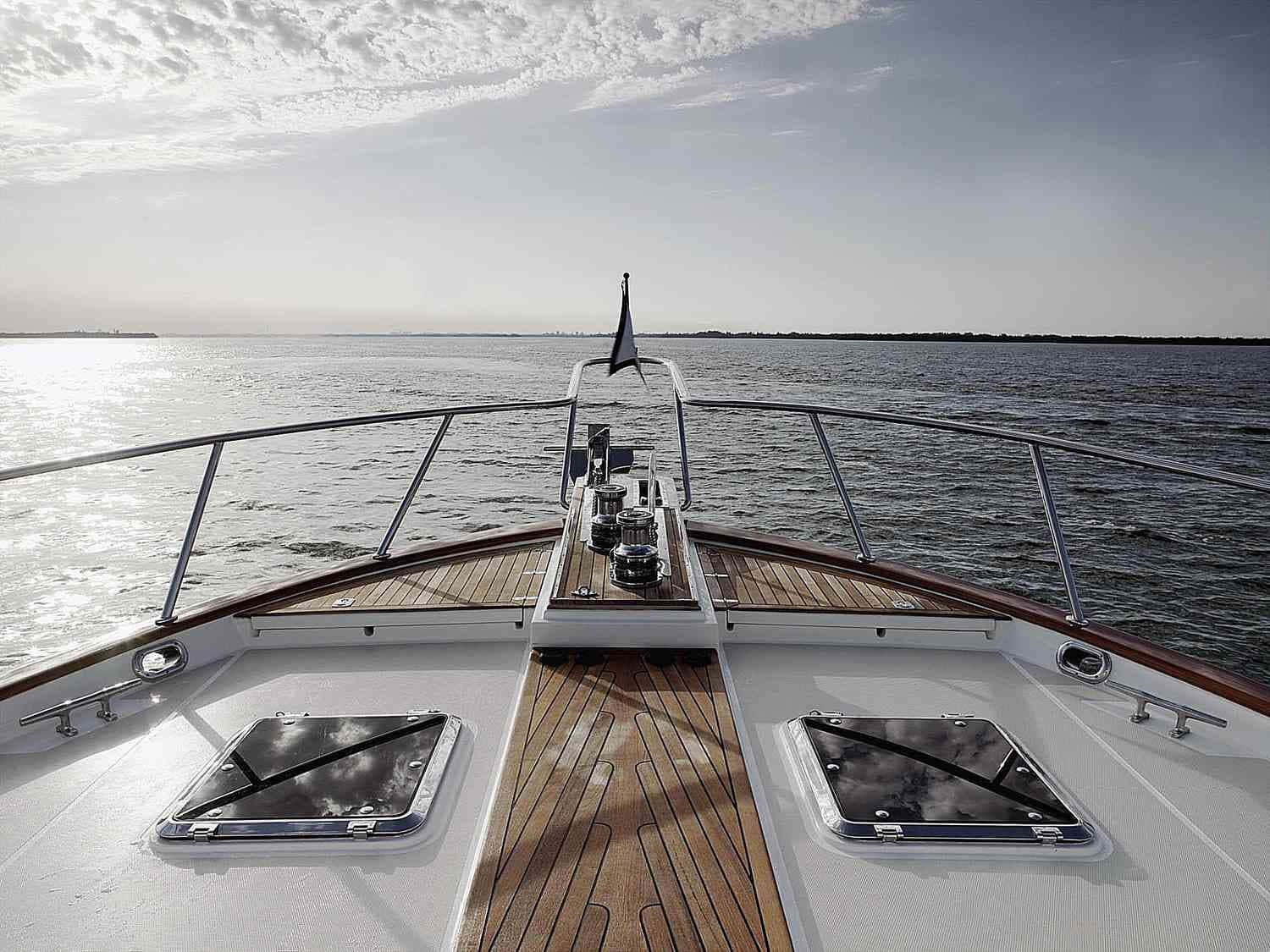 yacht, bow, open water, HD Desktop Wallpaper