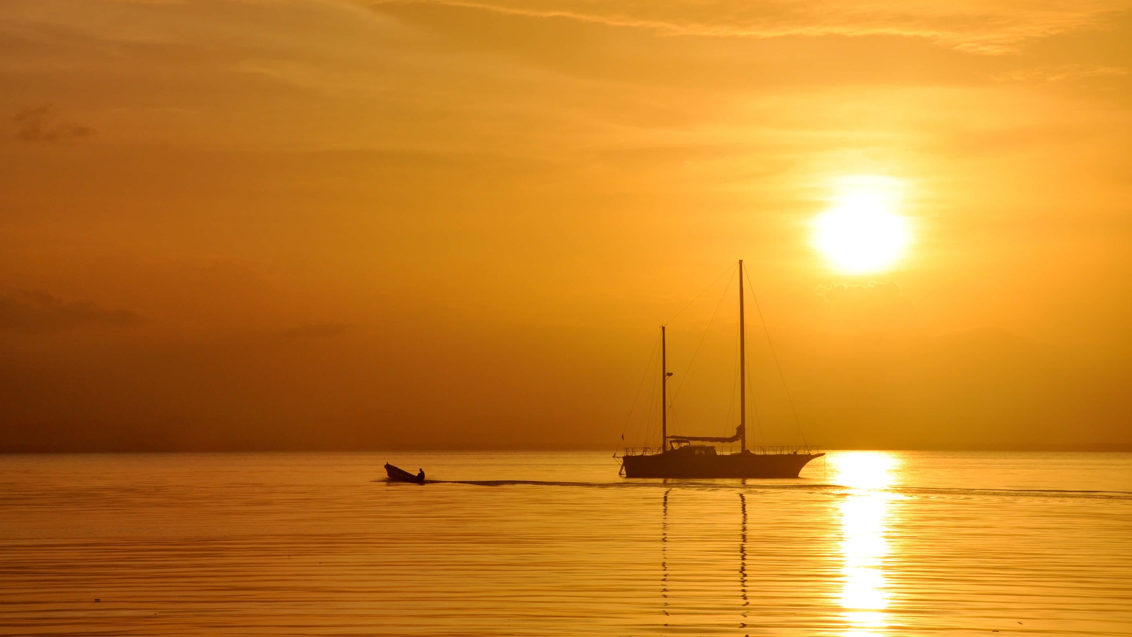 sailboat, small boat, calm waters, 4K Desktop Wallpaper