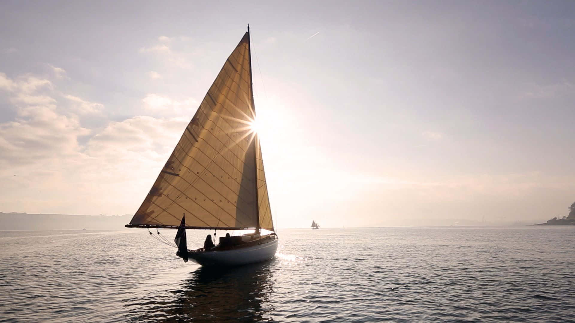 classic boat, sailboat, calm waters, Full HD Desktop Wallpaper
