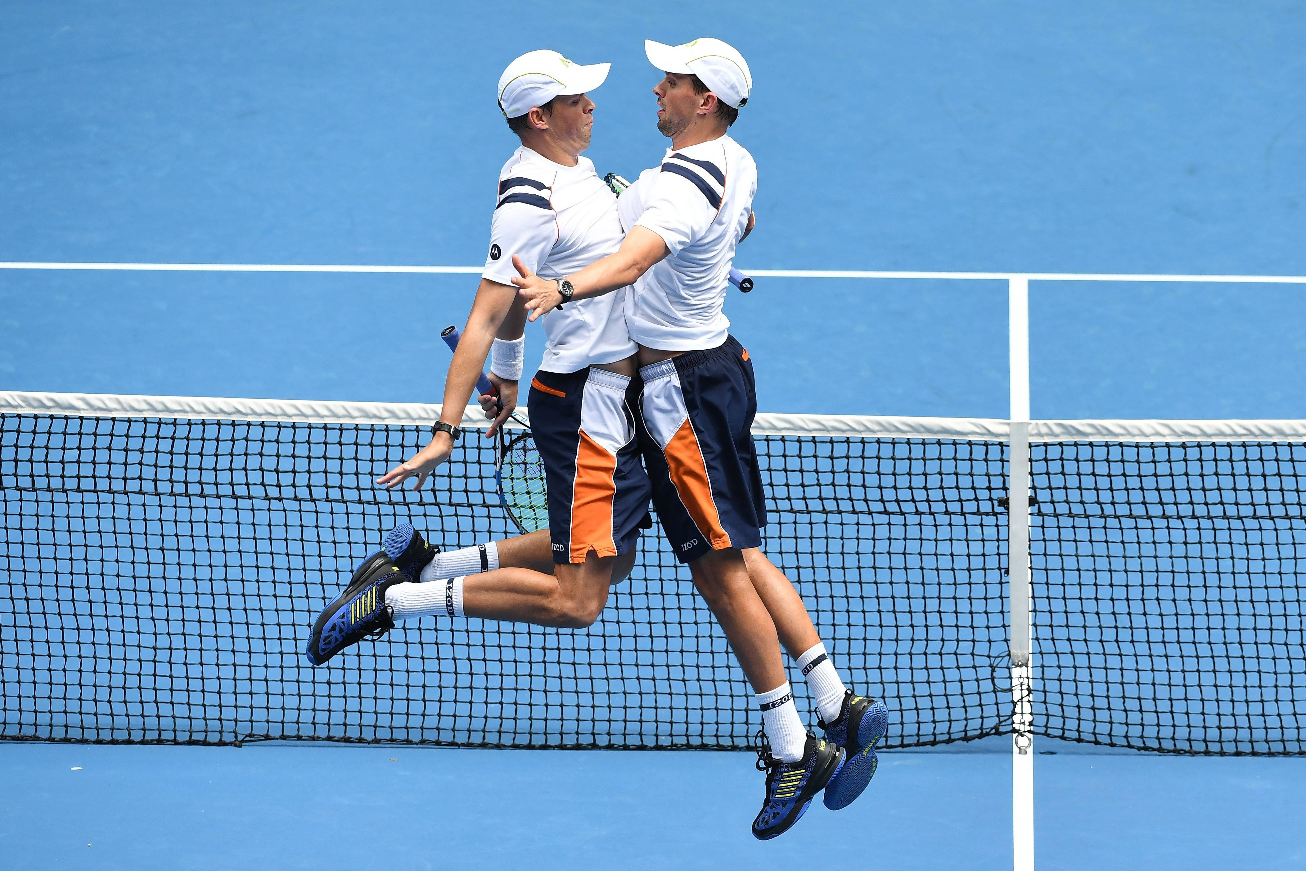 Bob Bryan, tennis players, blue court net, 4K Desktop Wallpaper