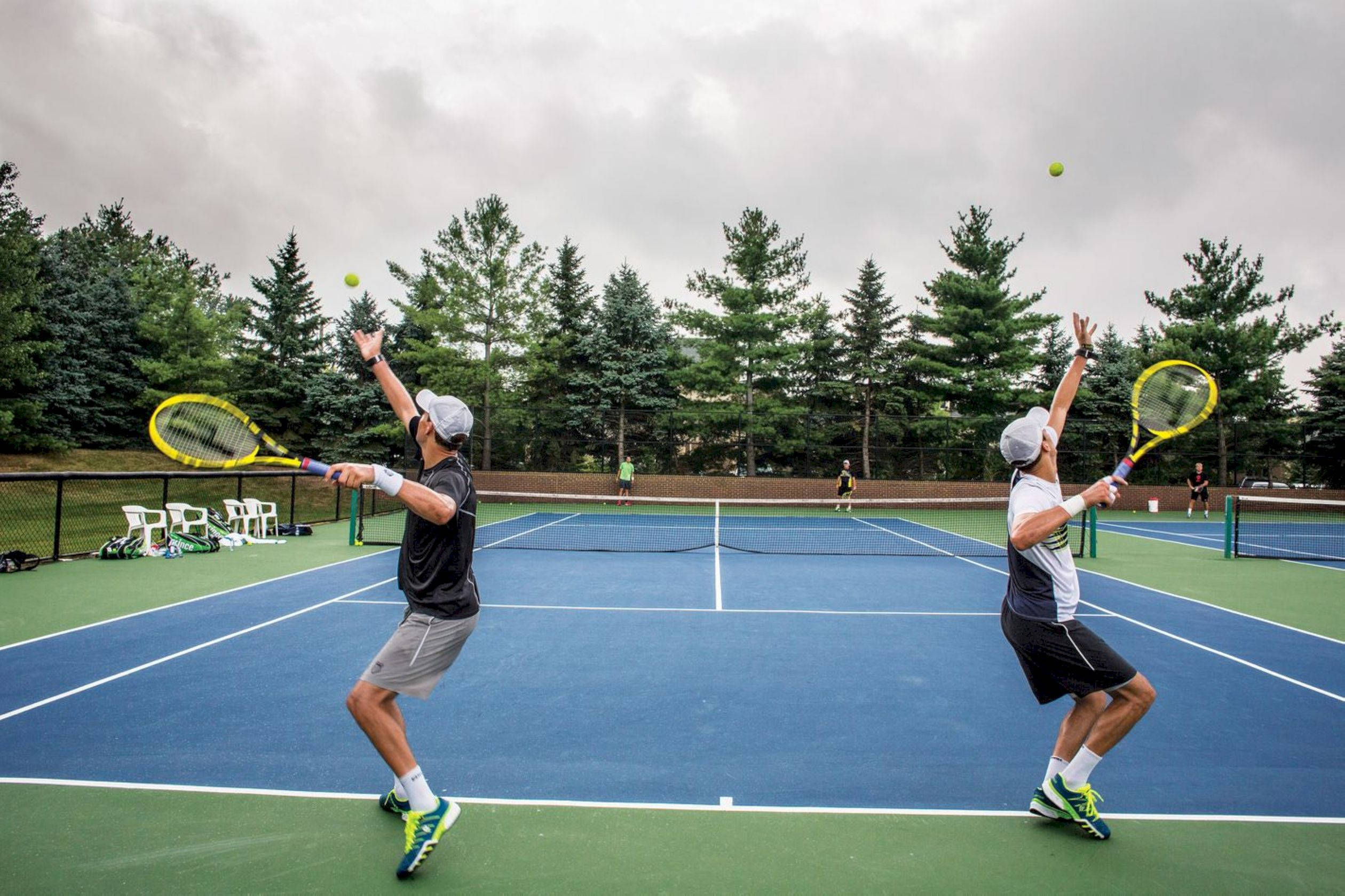 Bob Bryan, brother Mike, blue court, Full HD Desktop Wallpaper
