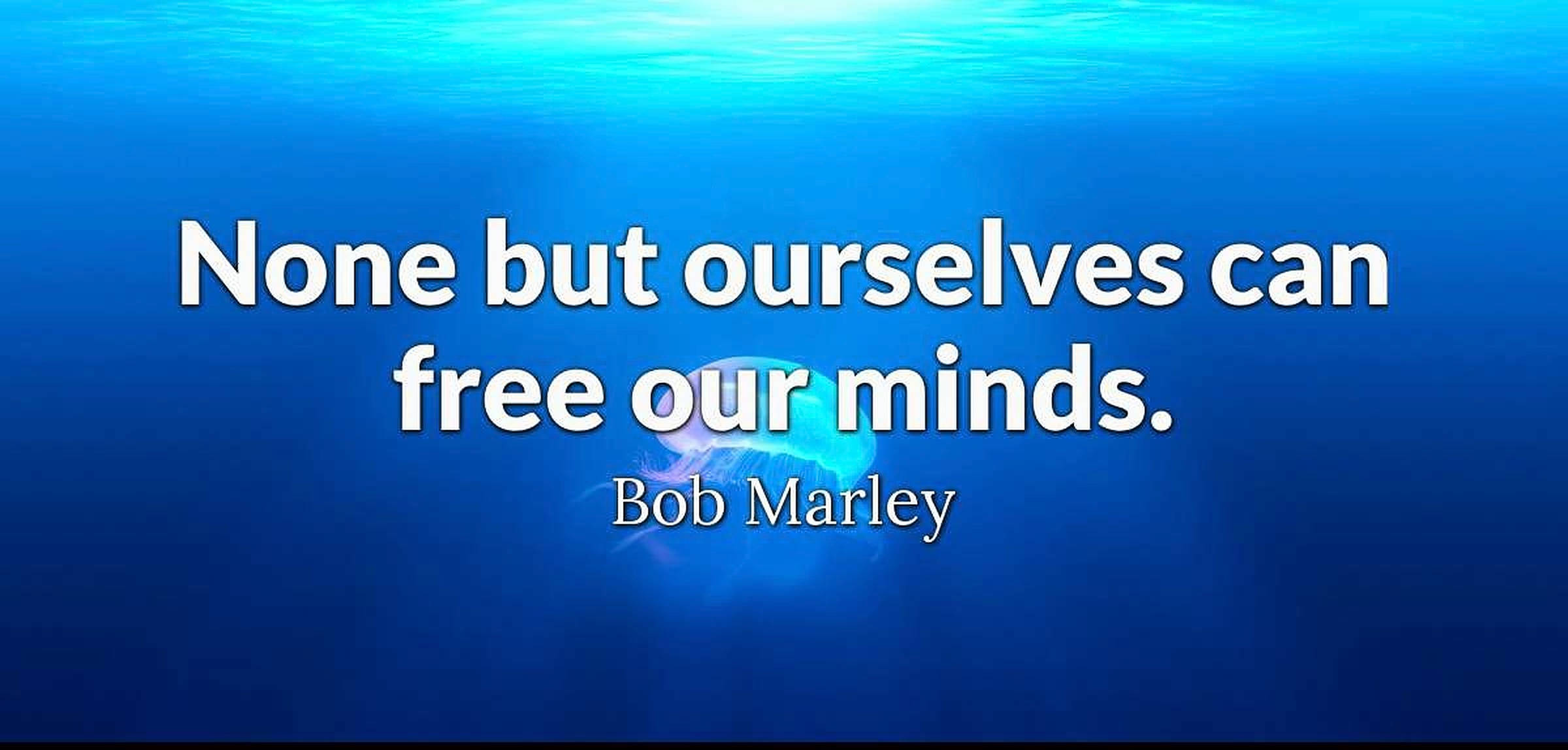 Bob Marley Quotes, ocean, glowing jellyfish, Full HD Desktop Wallpaper