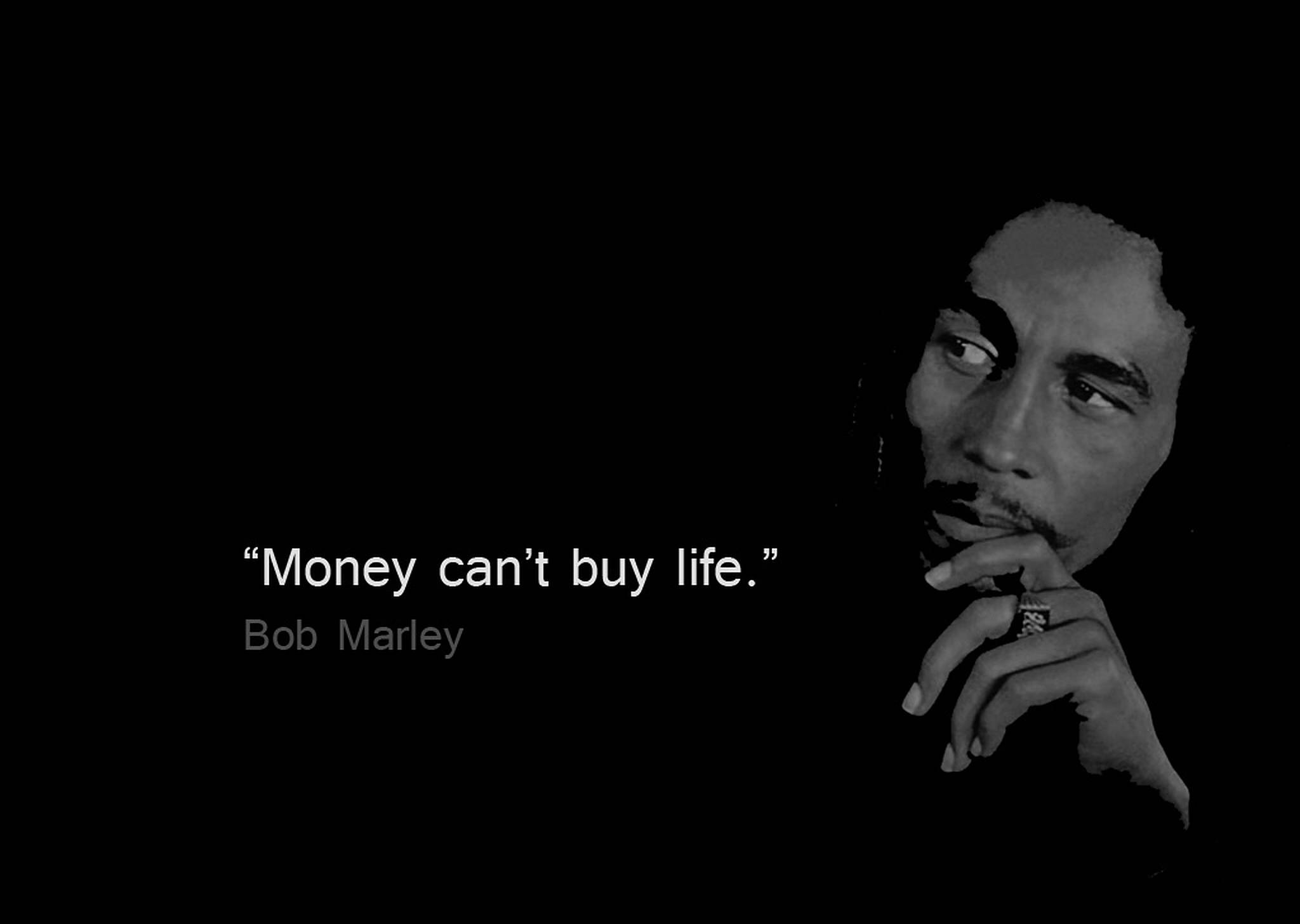 Bob Marley, Money can't buy life, black and white portrait, Full HD Desktop Wallpaper