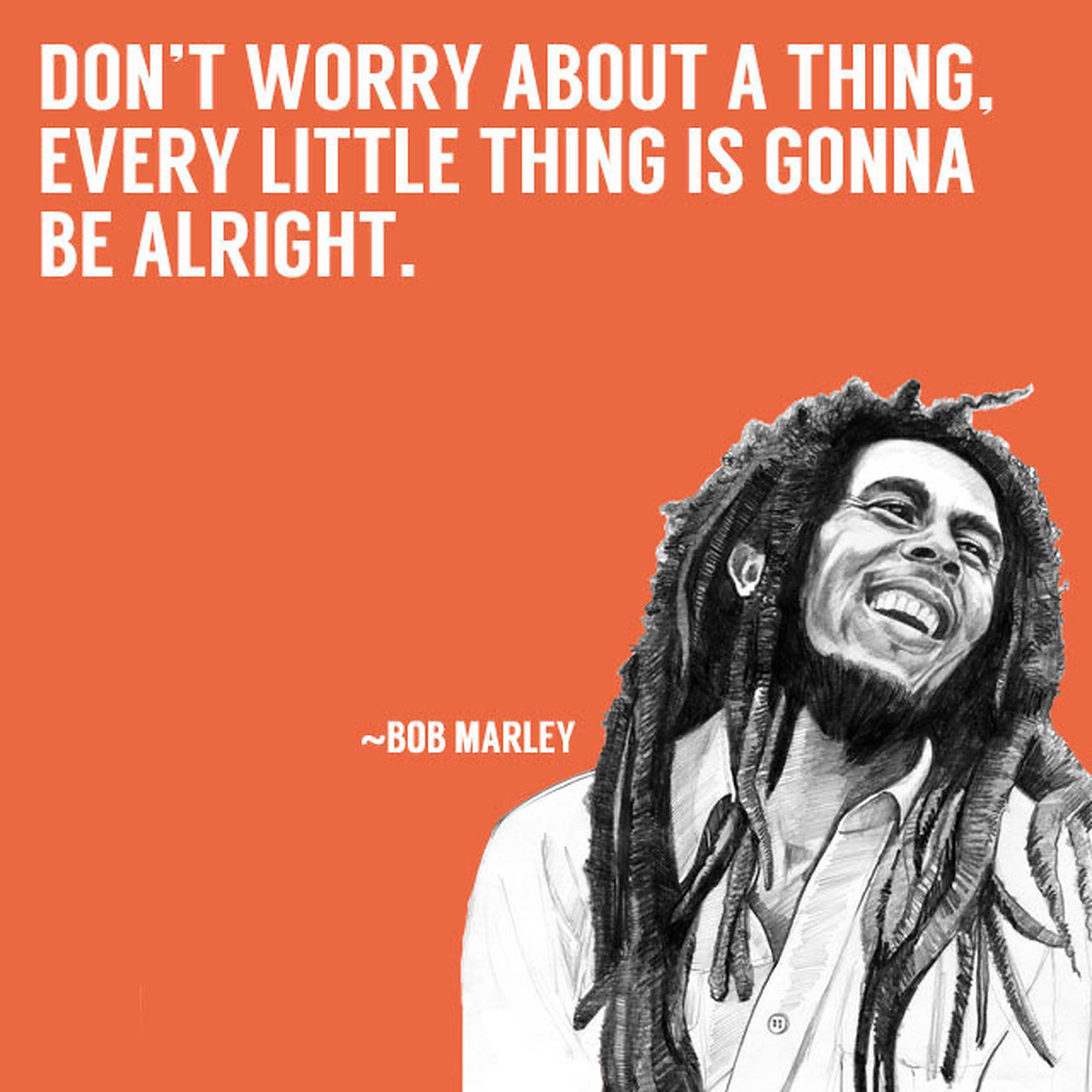 Bob Marley, orange background, black and white illustration, Full HD Desktop Wallpaper