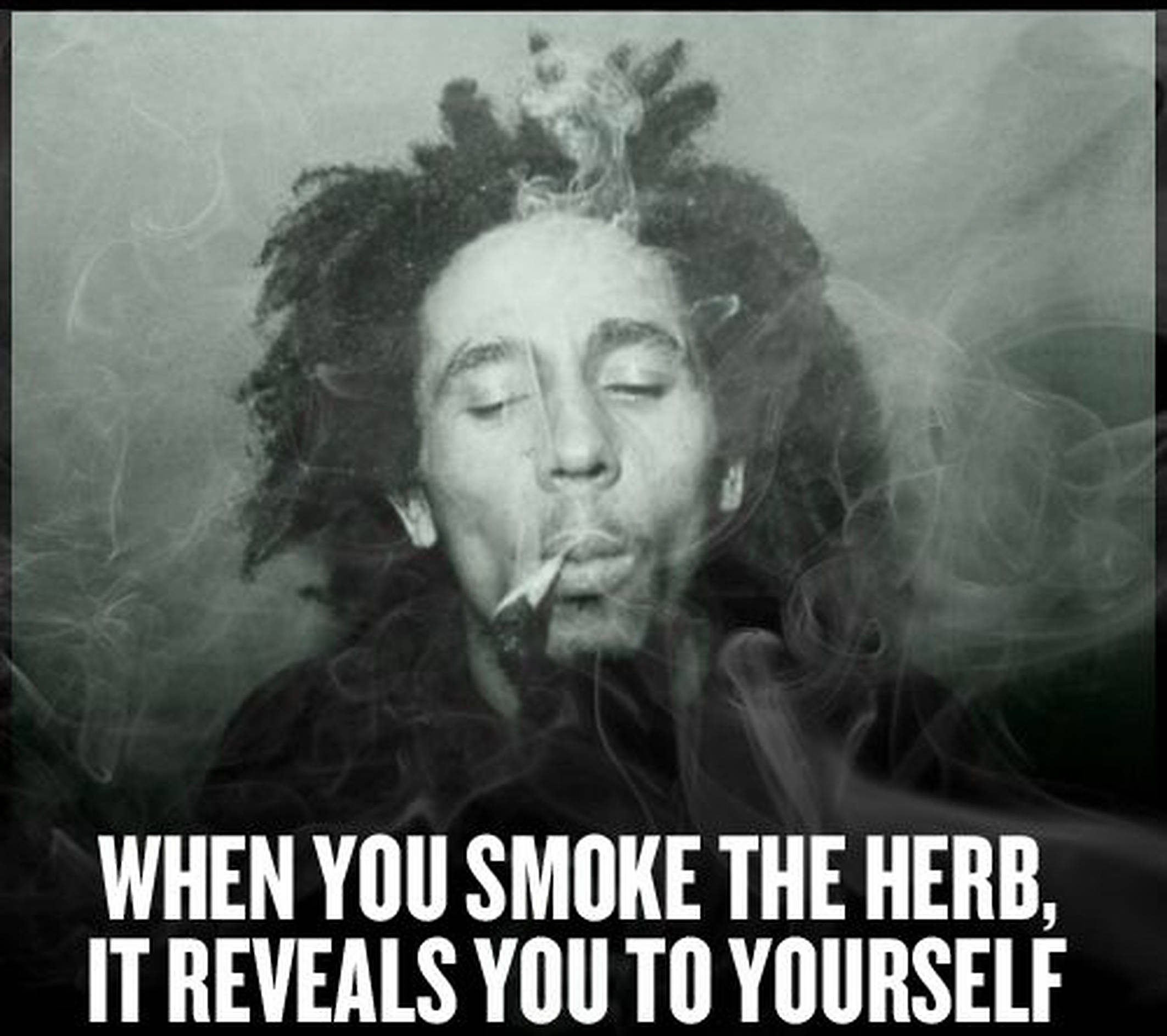Bob Marley, black and white portrait, exhaling smoke, Full HD Desktop Wallpaper