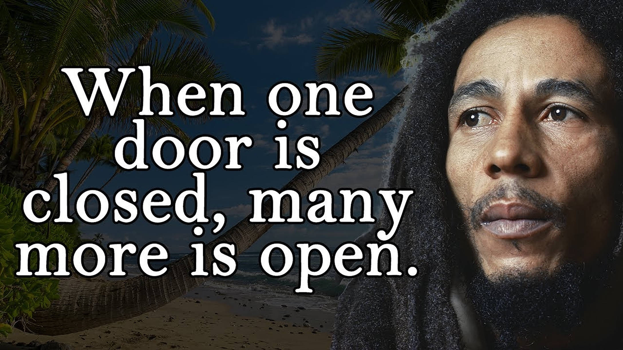 Bob Marley, tropical beach, palm trees, Full HD Desktop Wallpaper