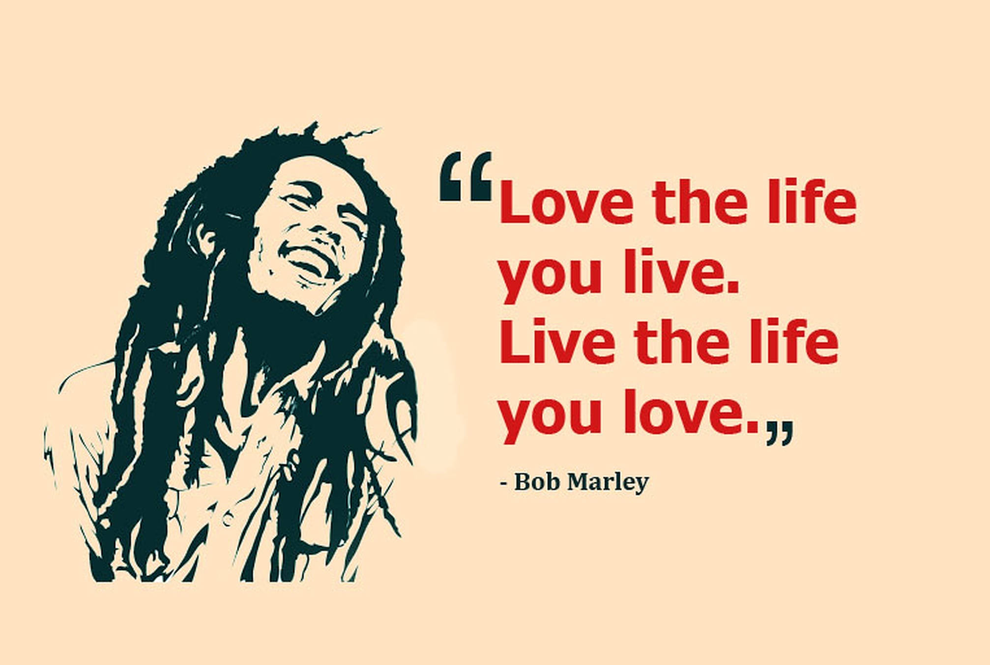 Bob Marley, Live Life Quotes, bold red text, Full HD Desktop Wallpaper