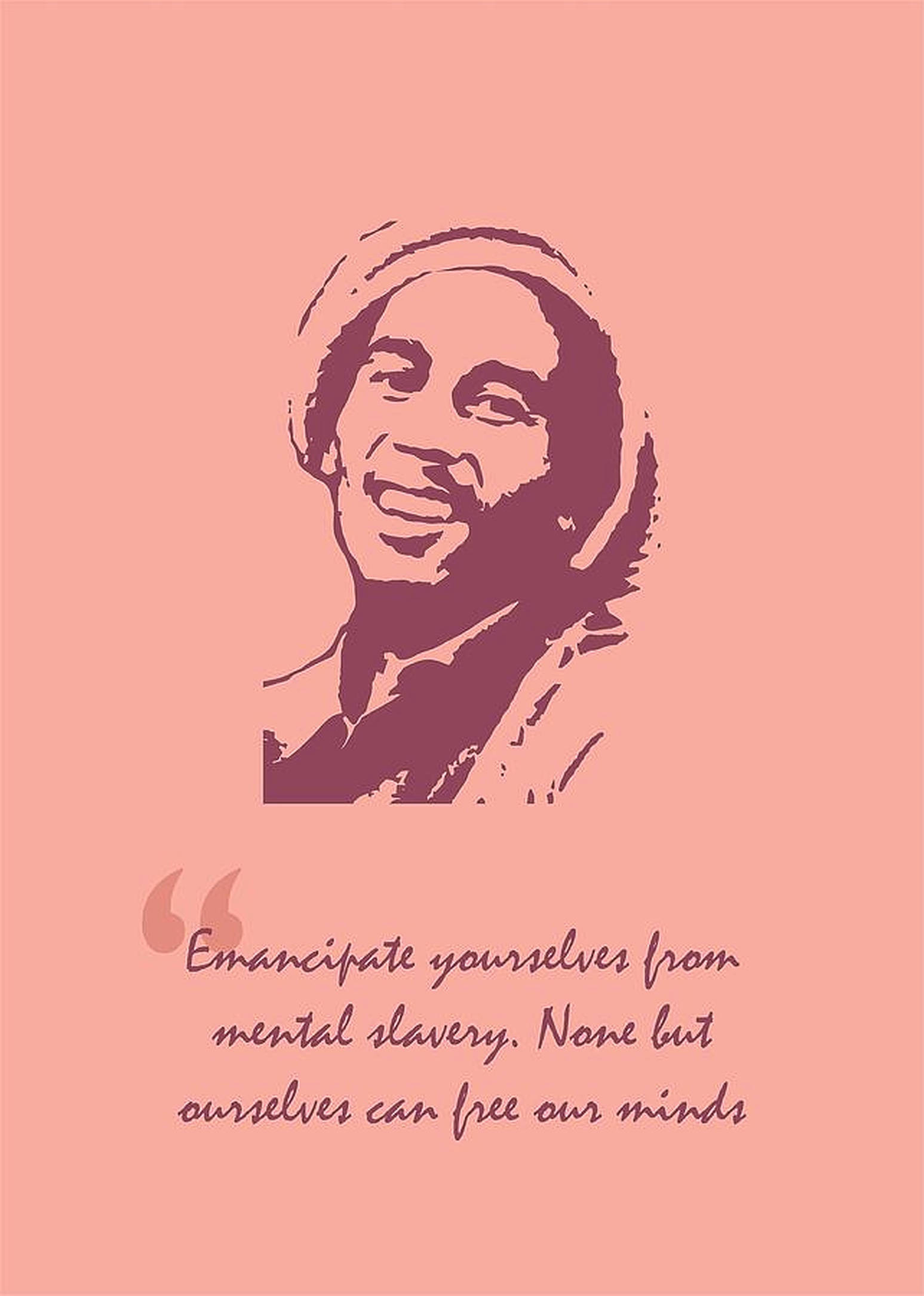 Bob Marley, pink background, motivational quote, Full HD Phone Wallpaper
