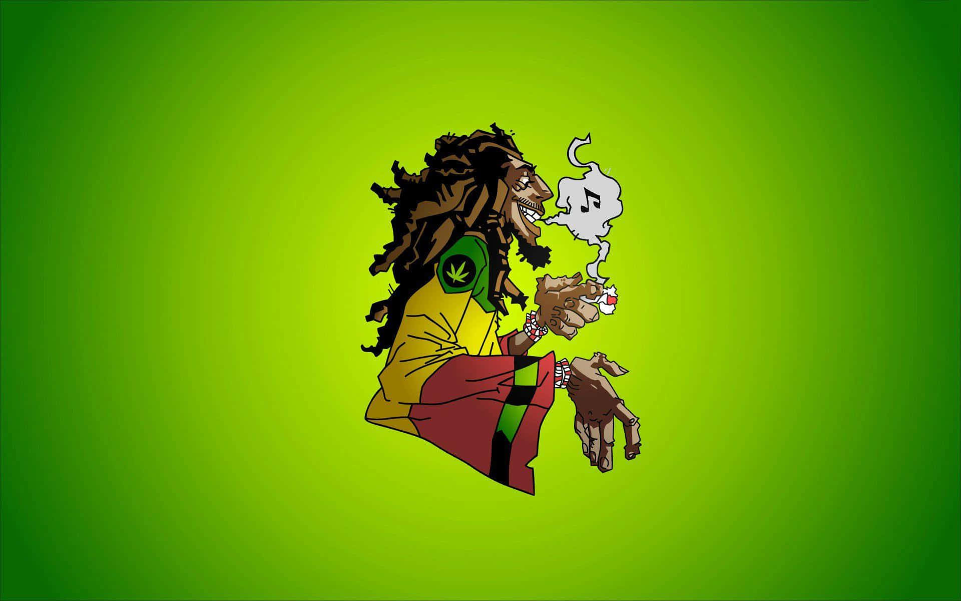 cartoon rasta man, dreadlocks, joint, Full HD Desktop Wallpaper