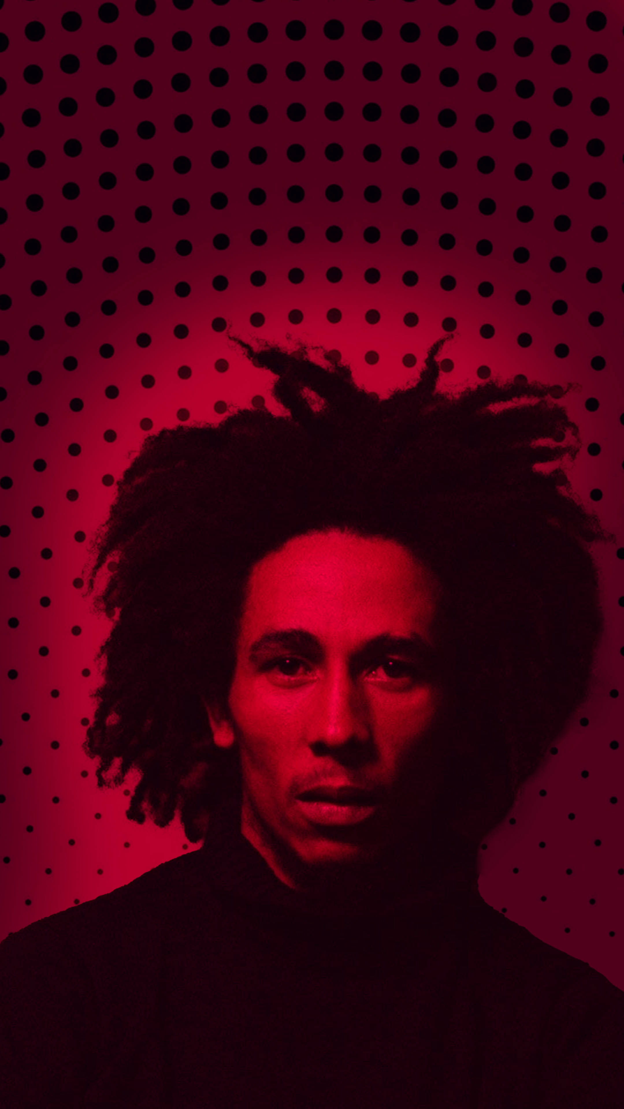 Bob Marley, red light, perforated background, 4K Phone Wallpaper