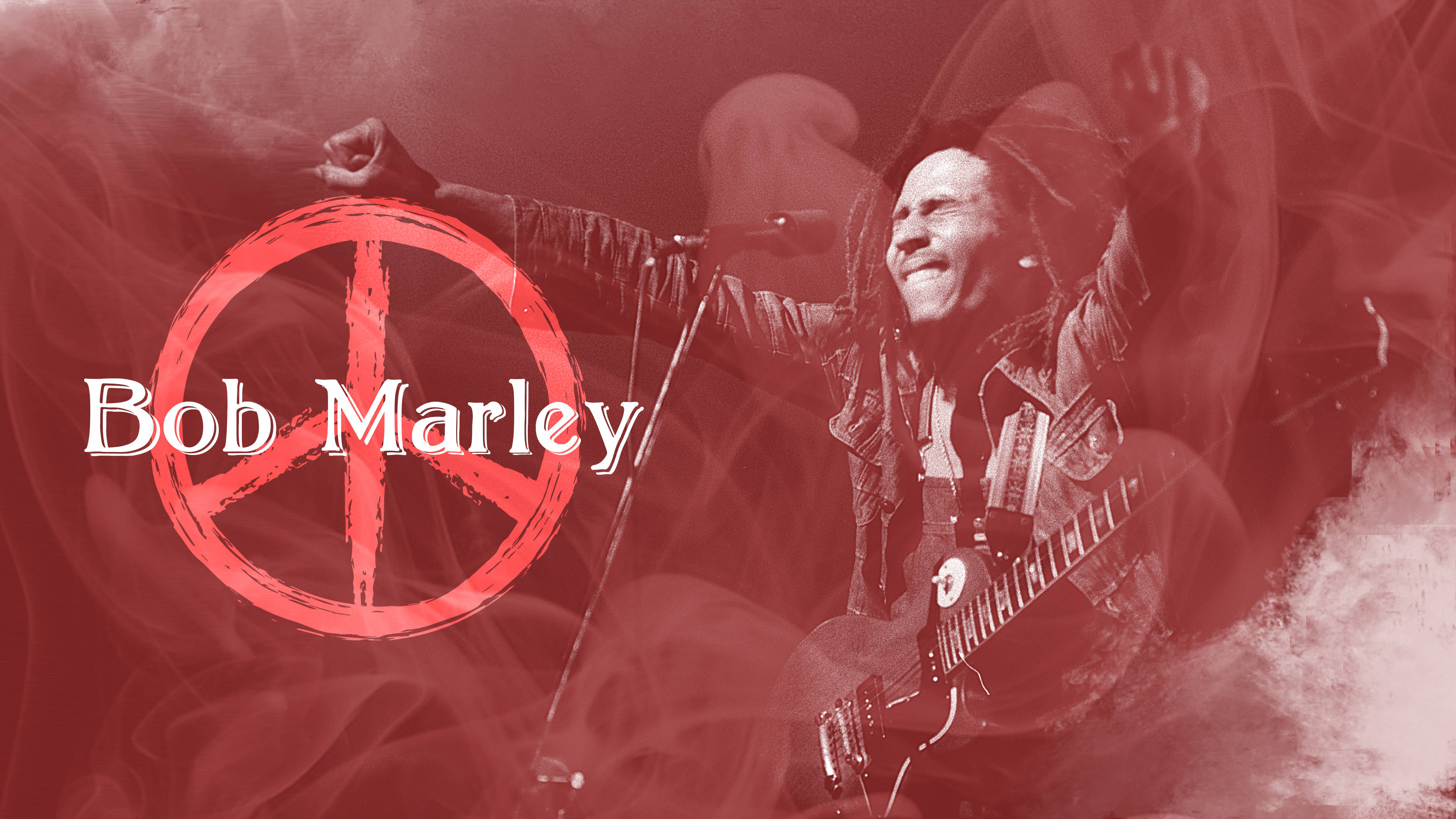 Bob Marley, fists up, red peace symbol, 4K Desktop Wallpaper