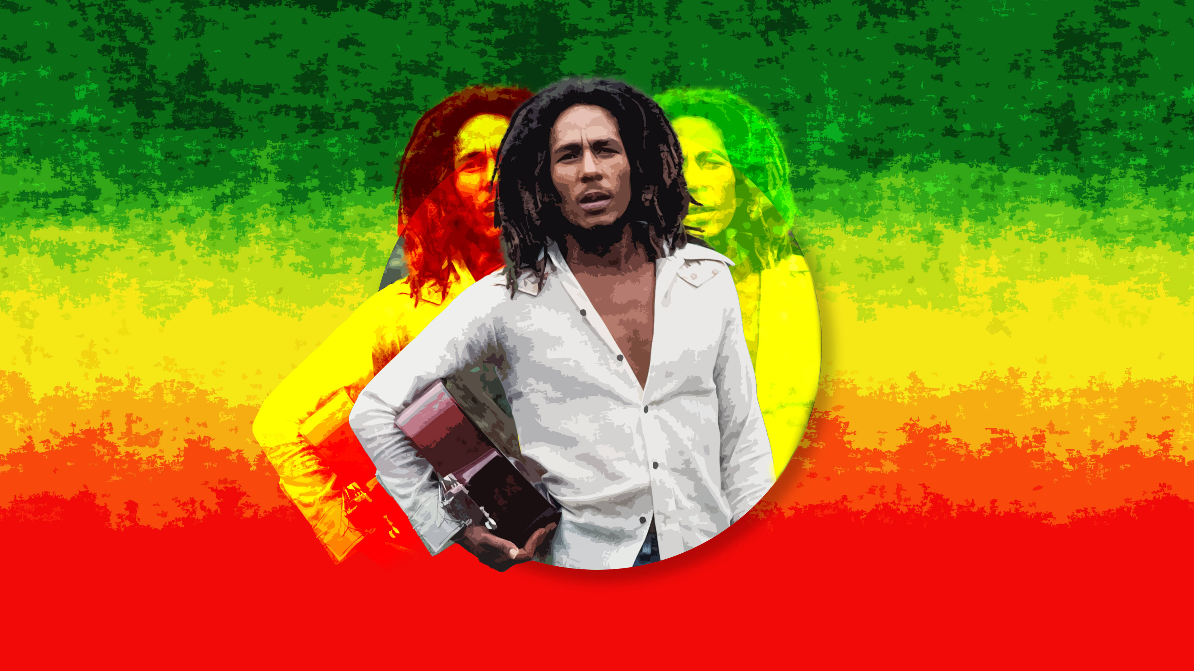 Bob Marley, reggae flag, red yellow and green, 4K Desktop Wallpaper