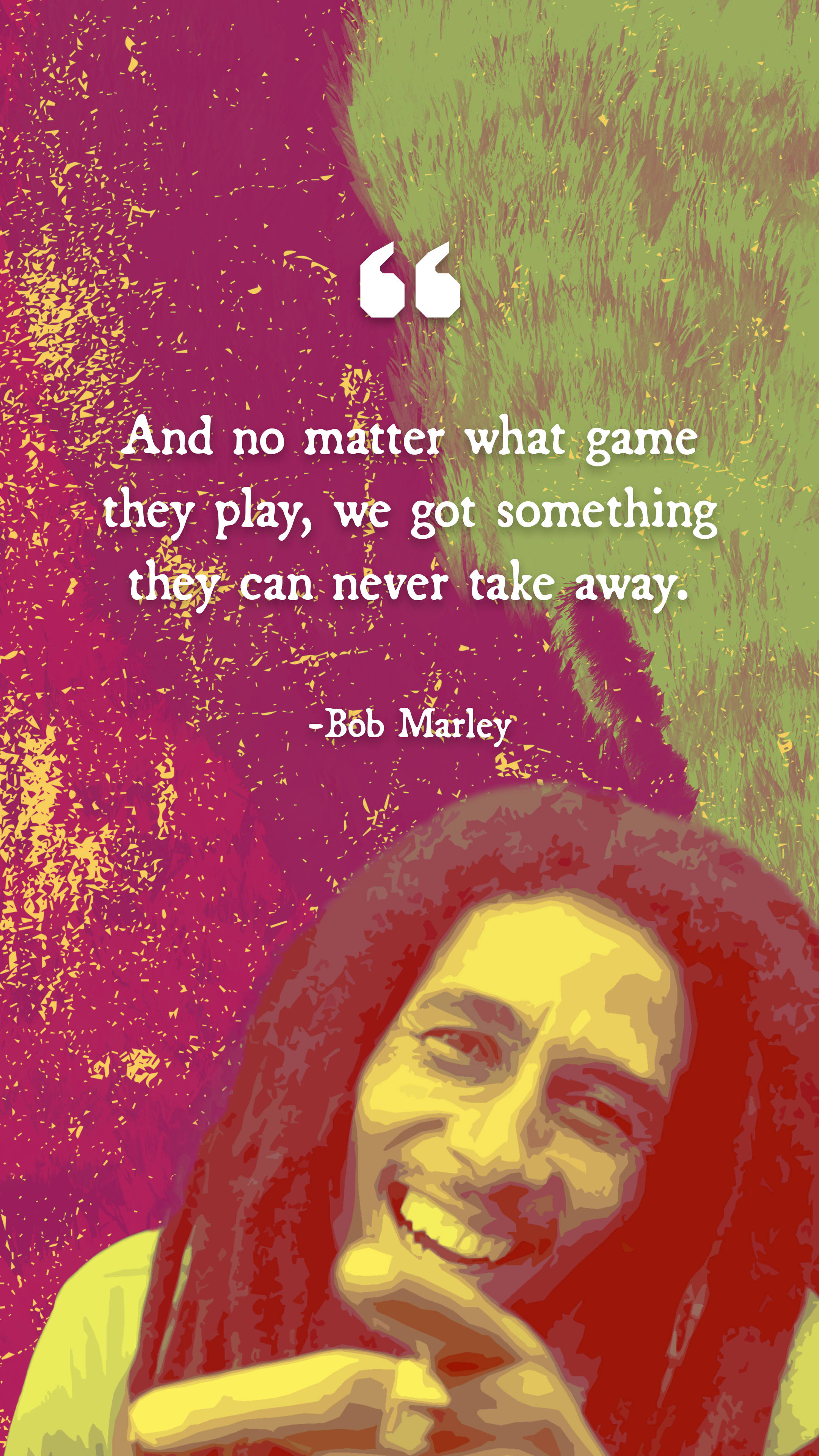 Bob Marley, Never Take Away Quote, magenta, 4K Phone Wallpaper
