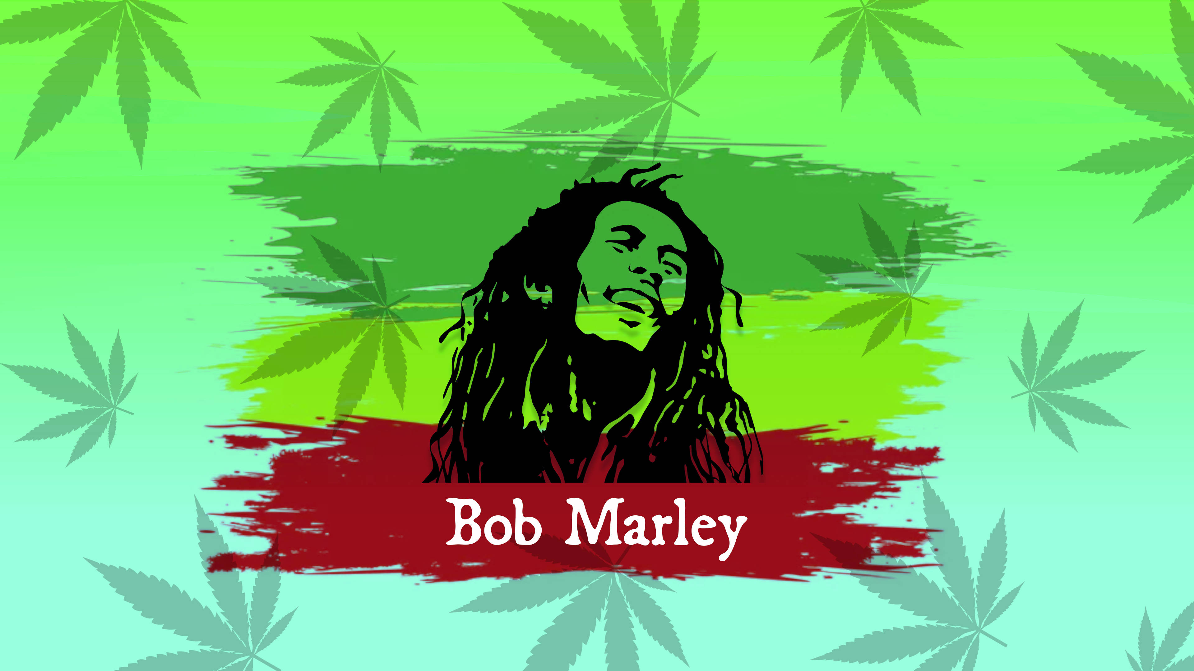 Bob Marley, dreadlocks, vibrant green gradient background, 4K Desktop Wallpaper