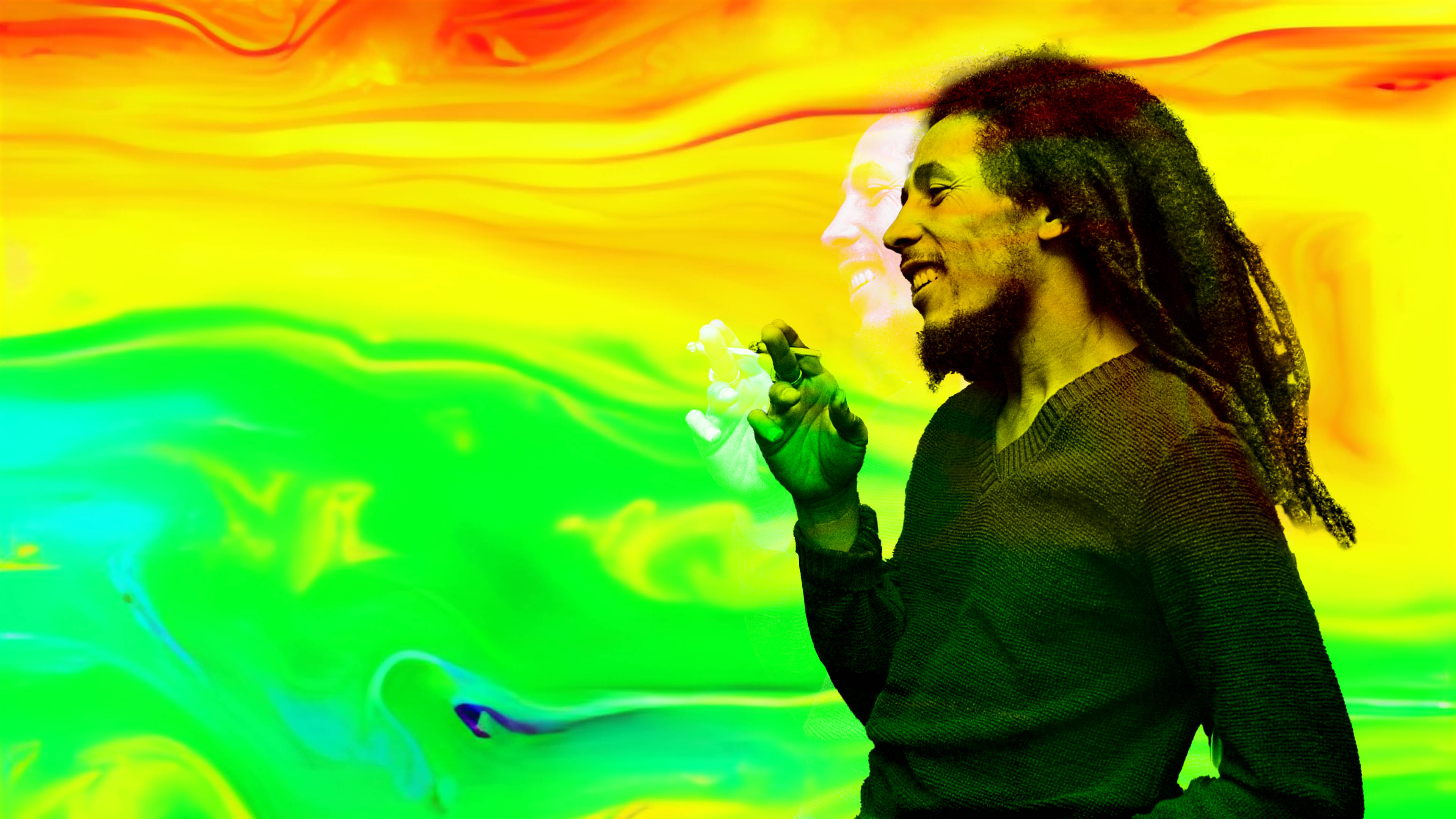 Bob Marley, dreadlocks, flower, 4K Desktop Wallpaper