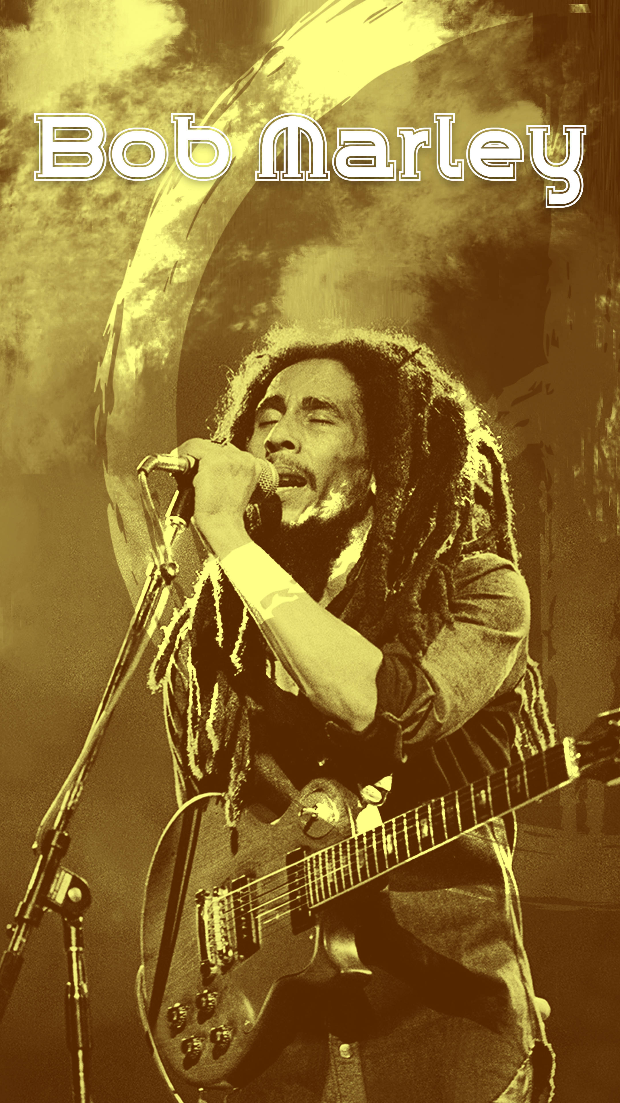 Bob Marley, microphone, guitar, 4K Phone Wallpaper