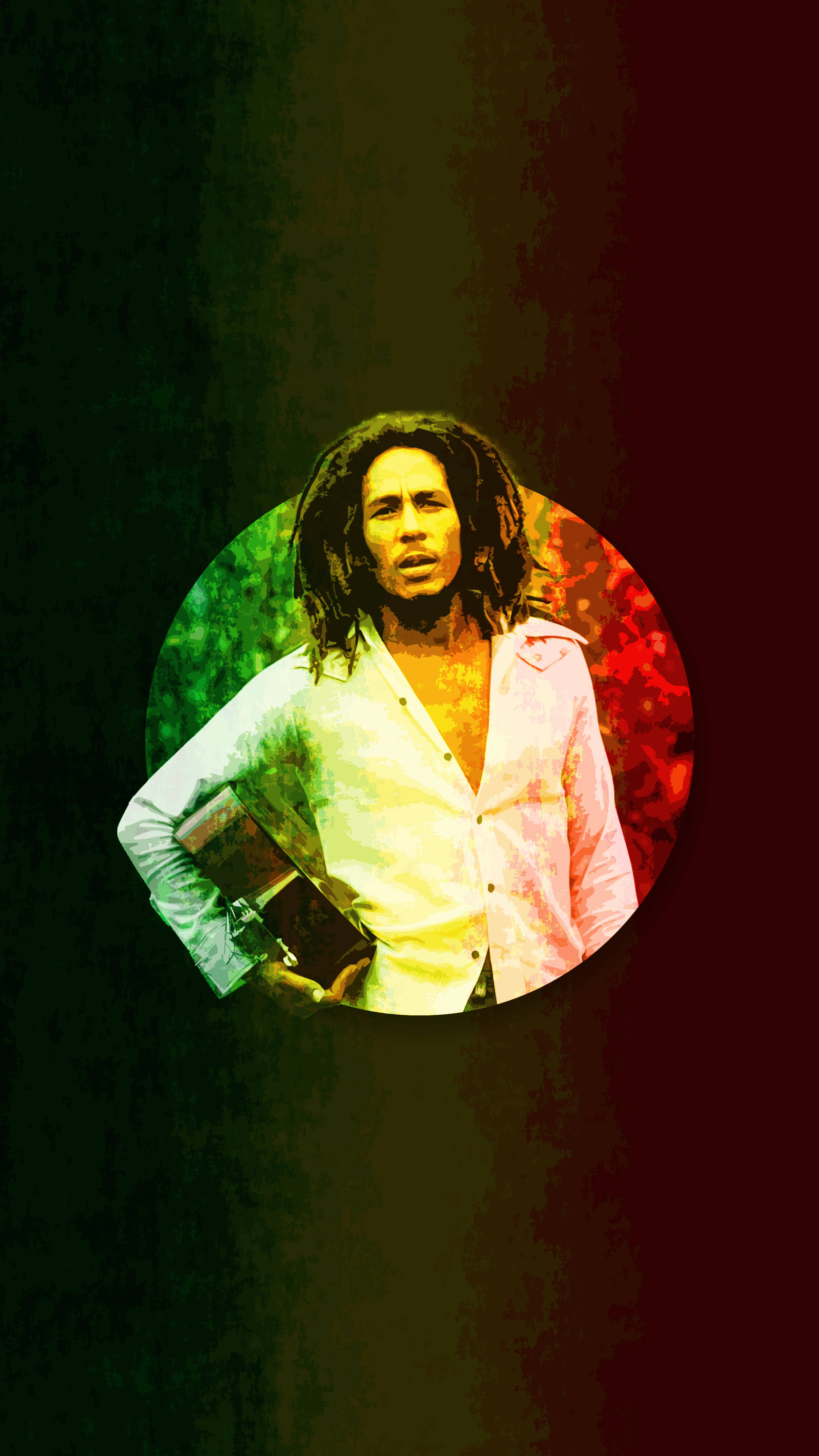 Bob Marley, reggae flag colors, green red and yellow, 4K Phone Wallpaper