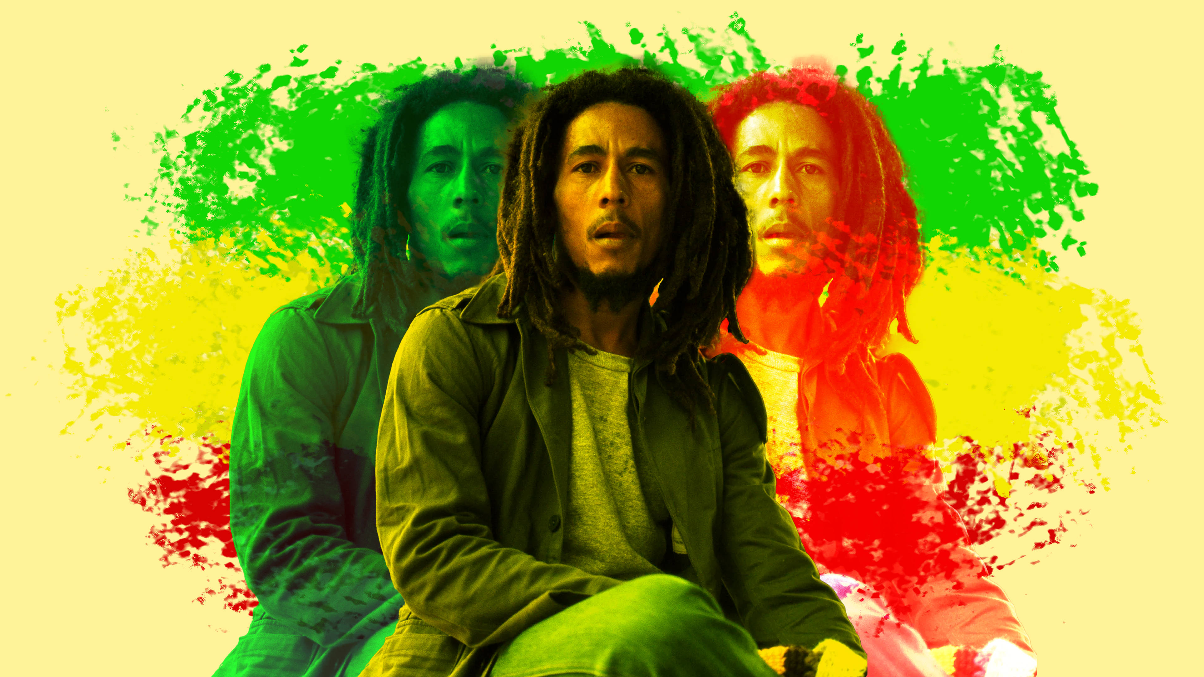 Bob Marley, vibrant green, yellow, 4K Desktop Wallpaper