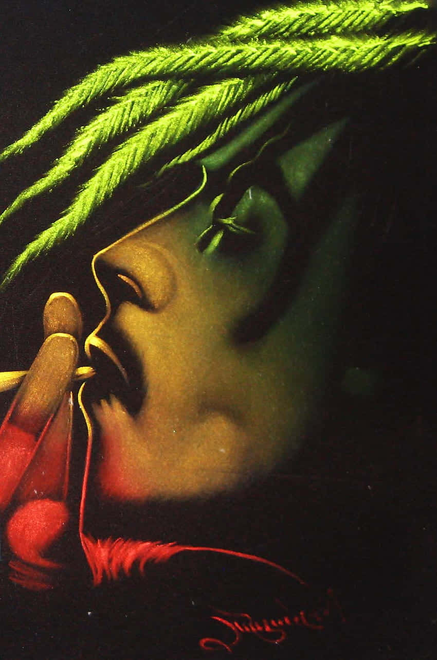 Bob Marley, glowing green dreadlocks, red cigarette, HD Phone Wallpaper