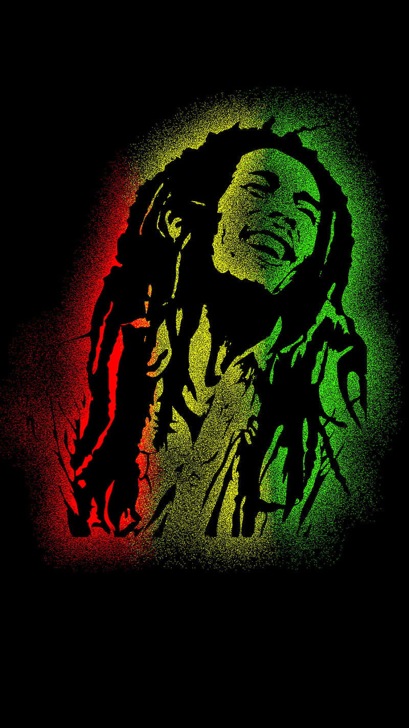 Bob Marley, red green and yellow tones, black background, HD Phone Wallpaper