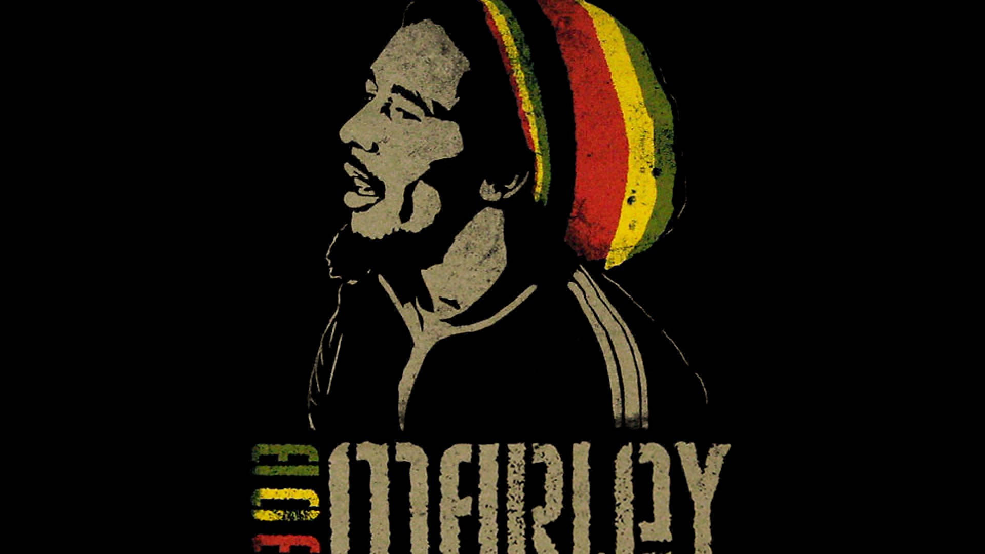 Bob Marley, red yellow and green hat, black background, Full HD Desktop Wallpaper