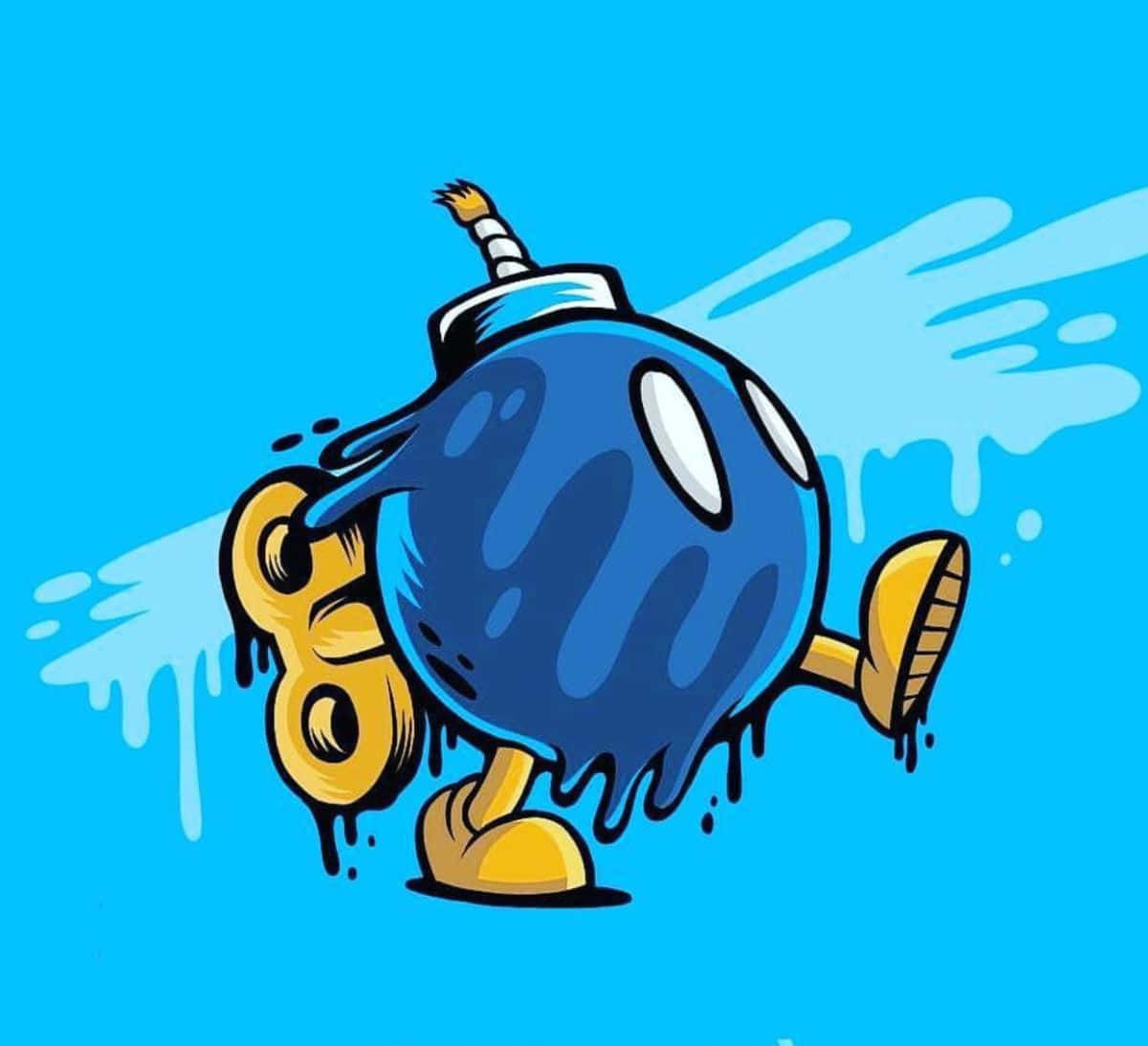 Bob-omb, blue bomb, yellow feet, SD Desktop Wallpaper
