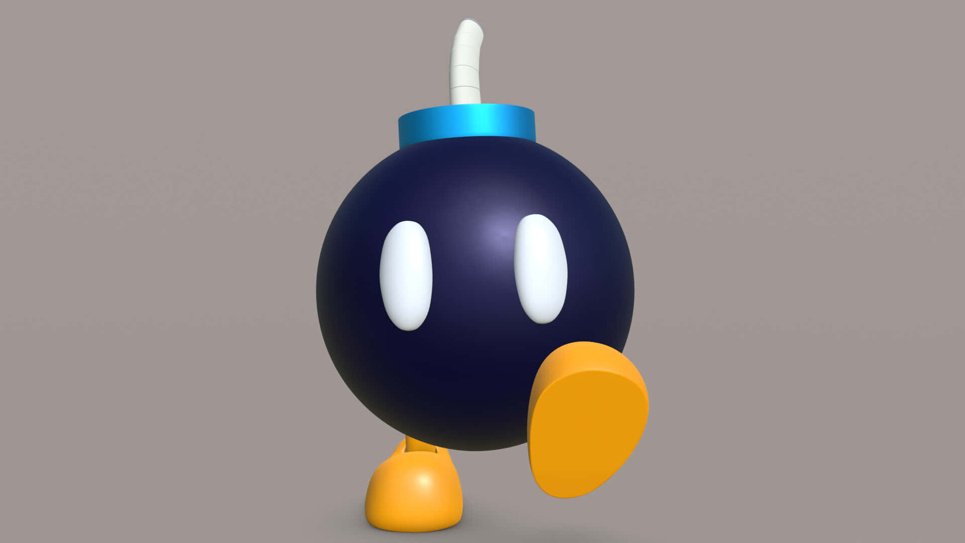Bob-omb, blue bomb, white eyes, Full HD Desktop Wallpaper