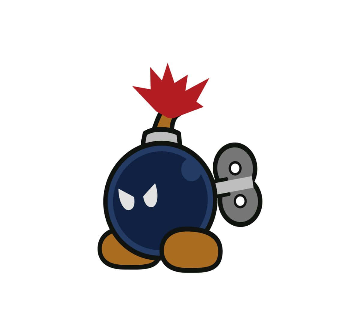 Bob-omb, red fuse, metal arming lever, SD Desktop Wallpaper