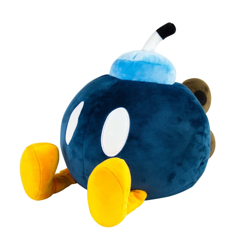 Bob-omb, plush blue bomb character, white eyes, SD Desktop Wallpaper