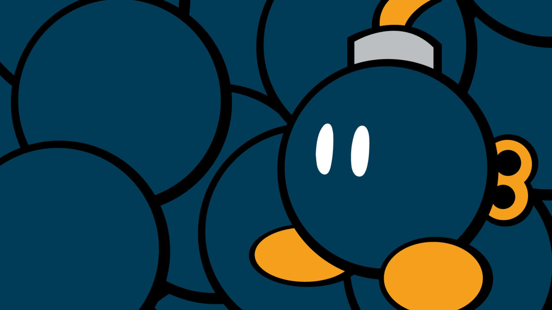 Bob-omb, white eyes, orange feet, Full HD Desktop Wallpaper