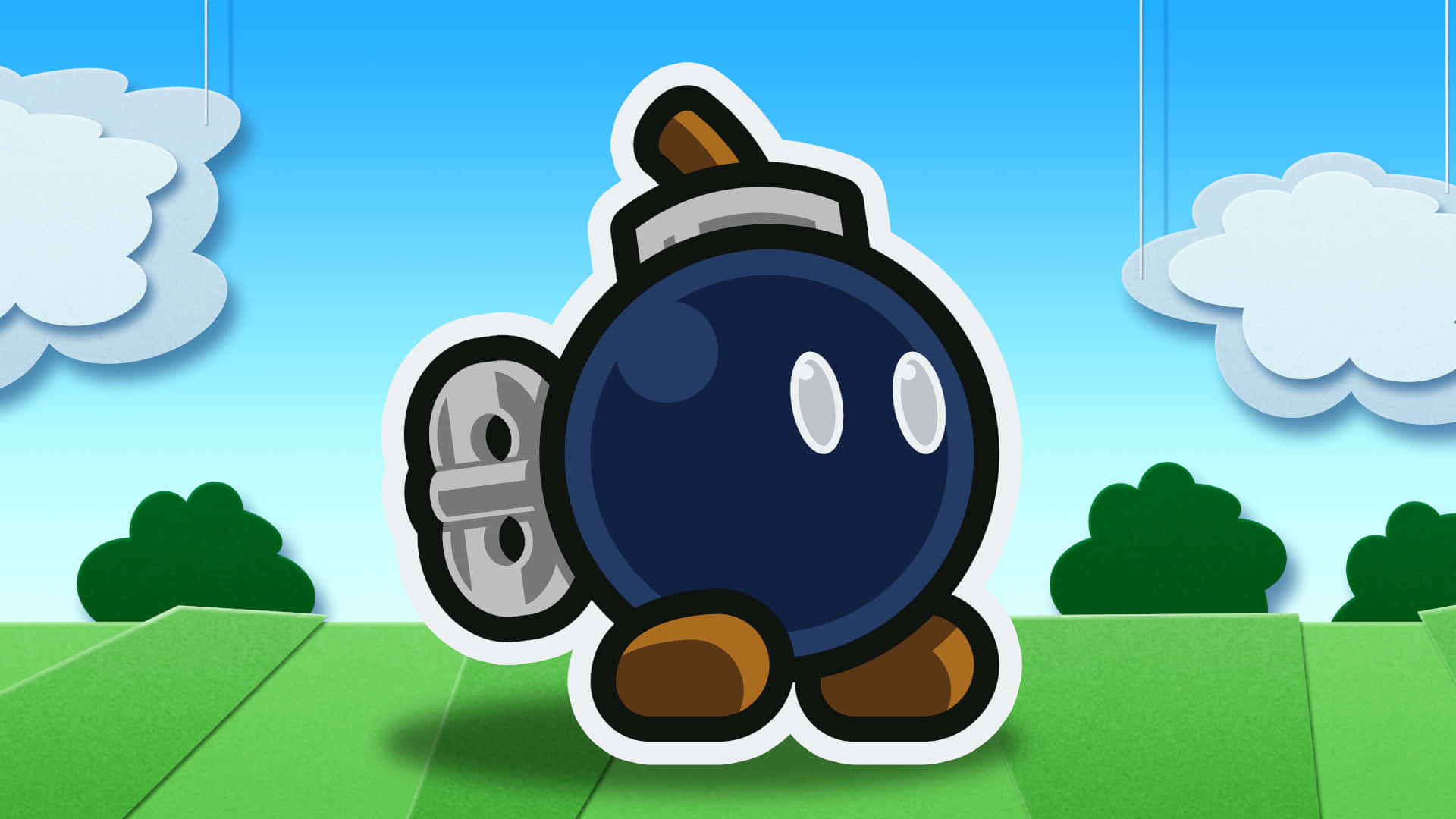 Bob-omb, white eyes, brown feet, Full HD Desktop Wallpaper