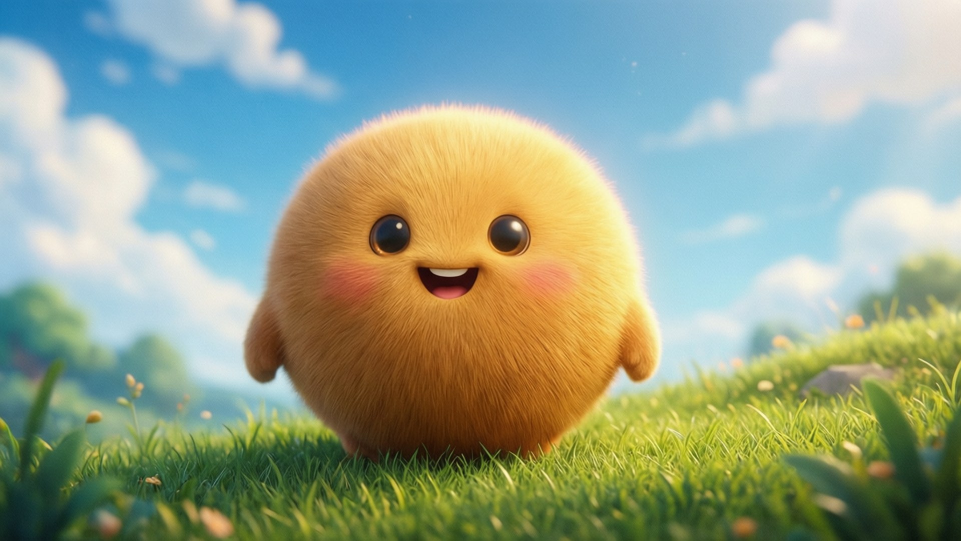 Bob-omb, grassy hill, sunny day, Full HD Desktop Wallpaper