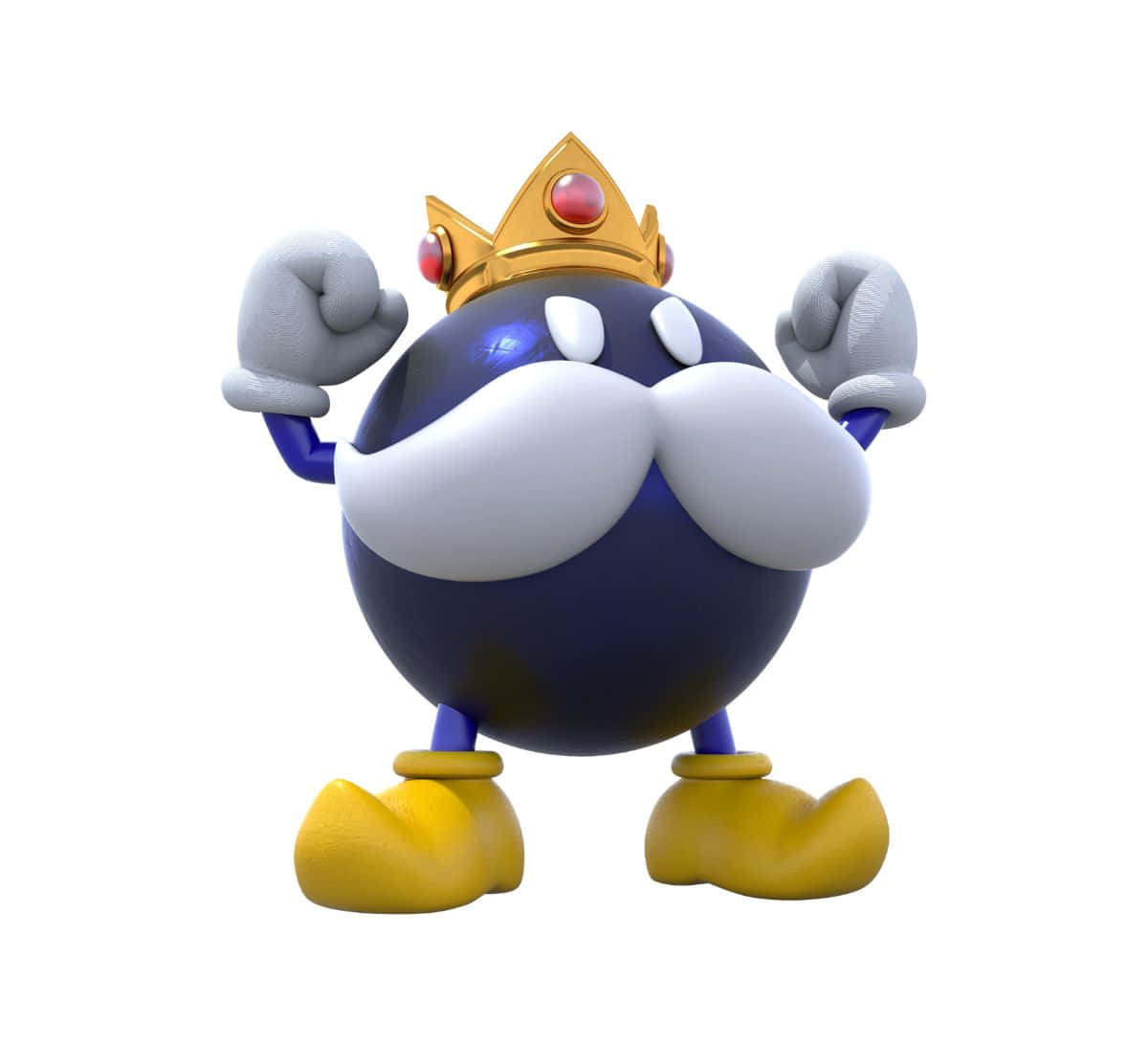 Bob-omb, blue spherical king, white mustache, SD Desktop Wallpaper