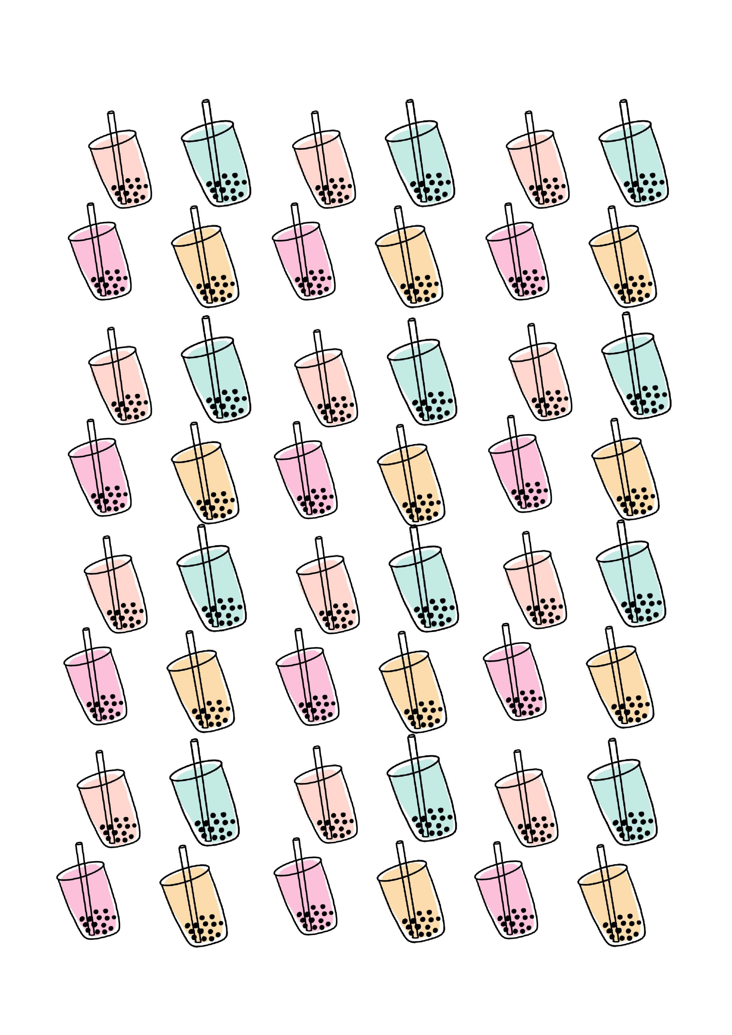 boba tea, bubble tea cups, straws, 2K Phone Wallpaper
